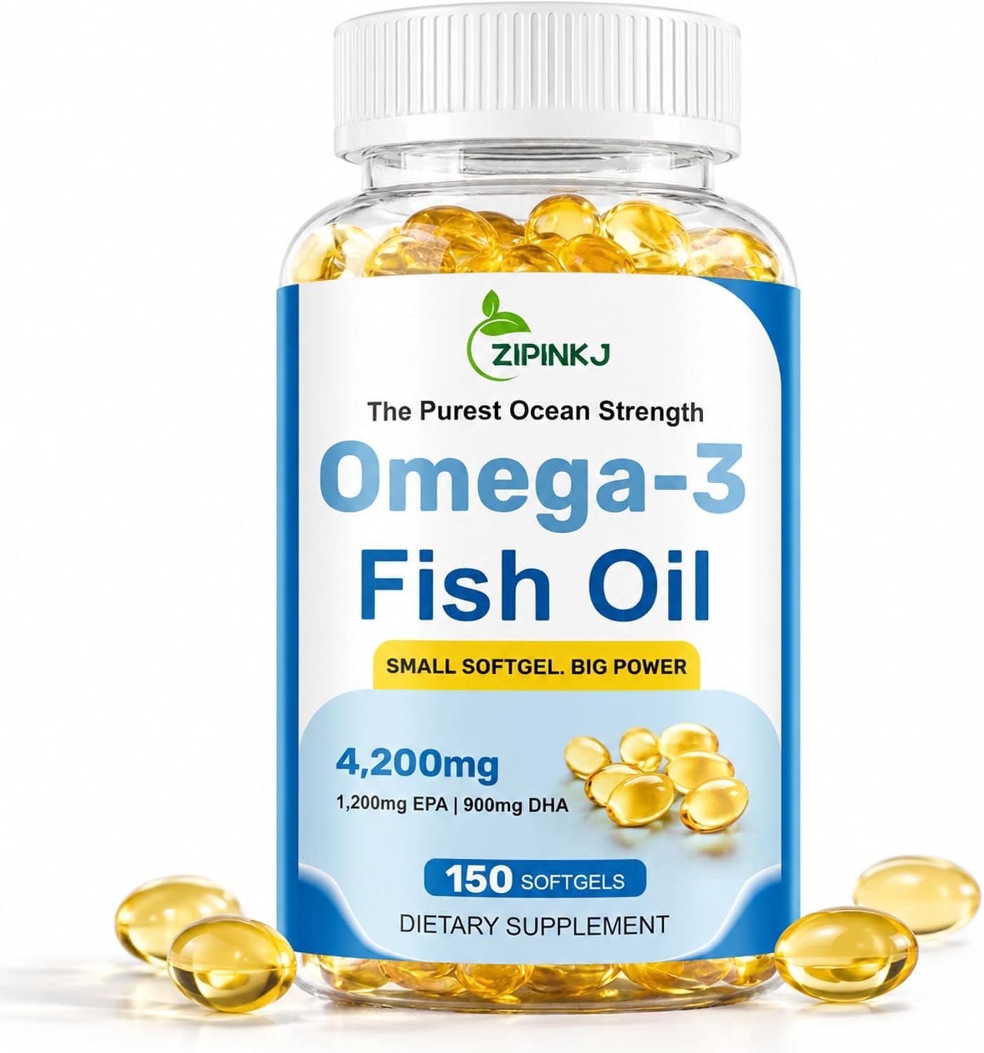 Omega-3 Fish Oil Supplements 4200mg, Burpless Mini Softgels, Wild-Caught