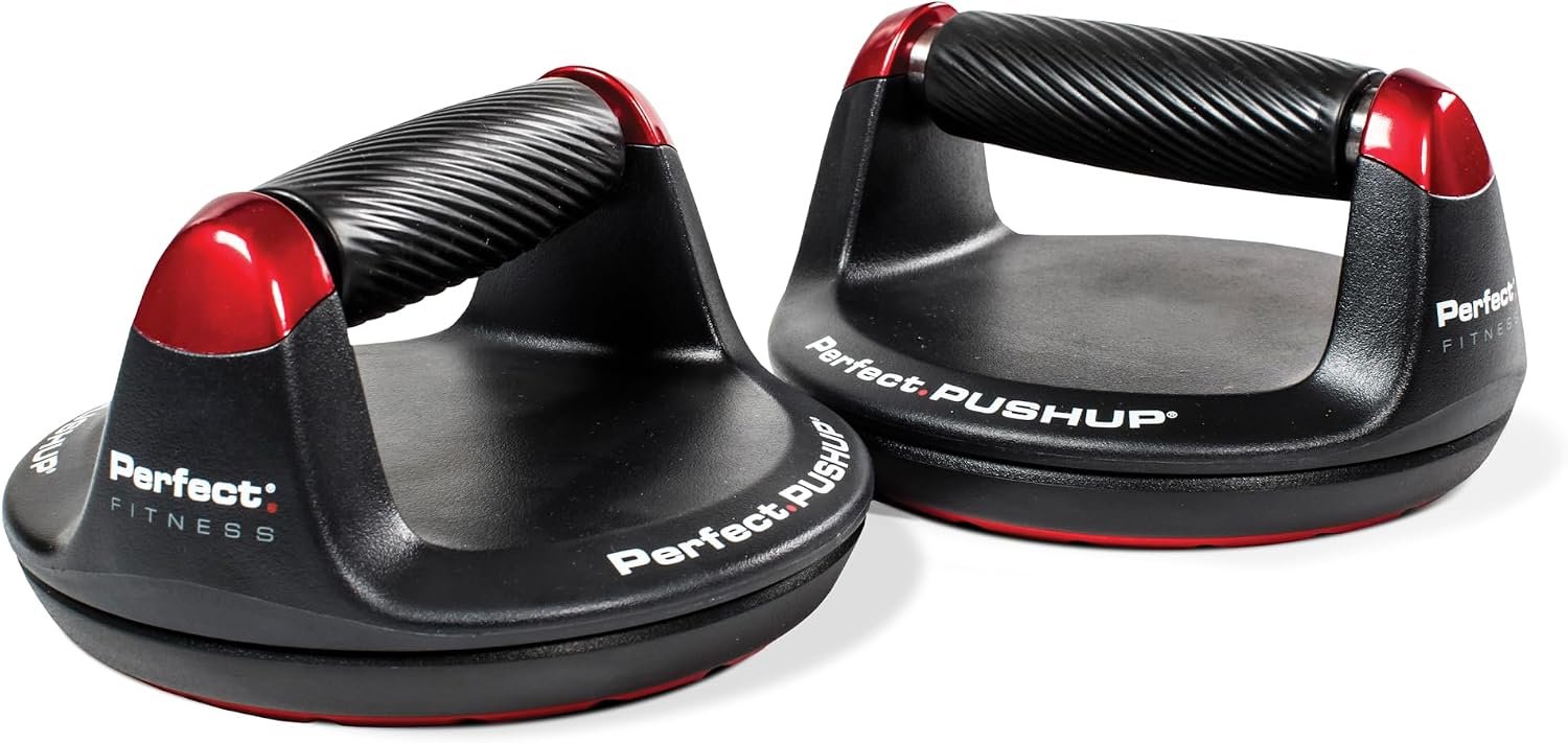 Perfect Pushup Elite – Rotating Handle Design with Steel Ball Bearings for Smooth, Effortless Handle Rotation – Ergonomic Grips, 8″ Base & Textured, Non-Slip Bottom Treads – Supports up to 400lbs