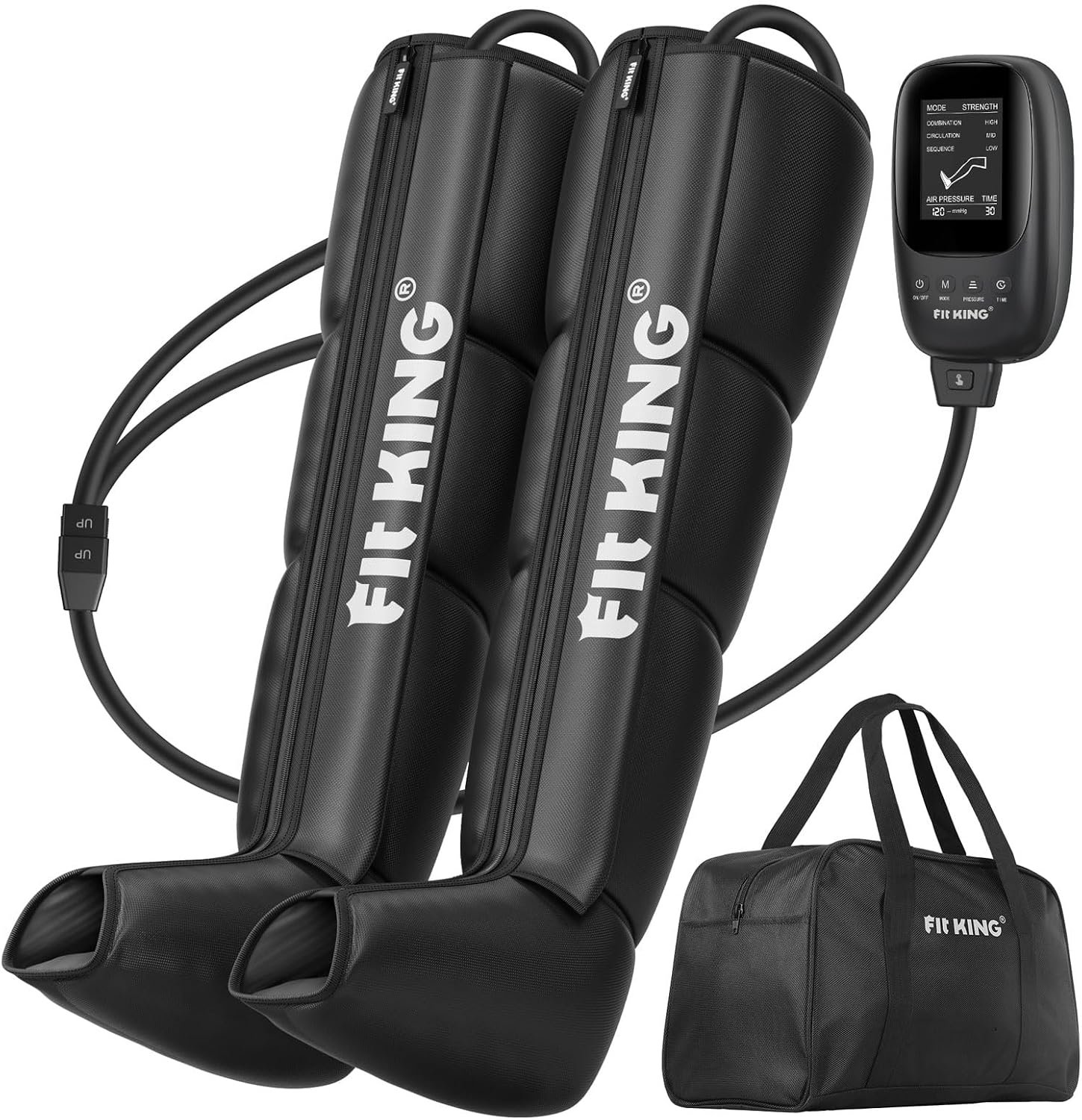 FIT KING Air Compression Recovery System, Full Leg Massager Boots (Large)