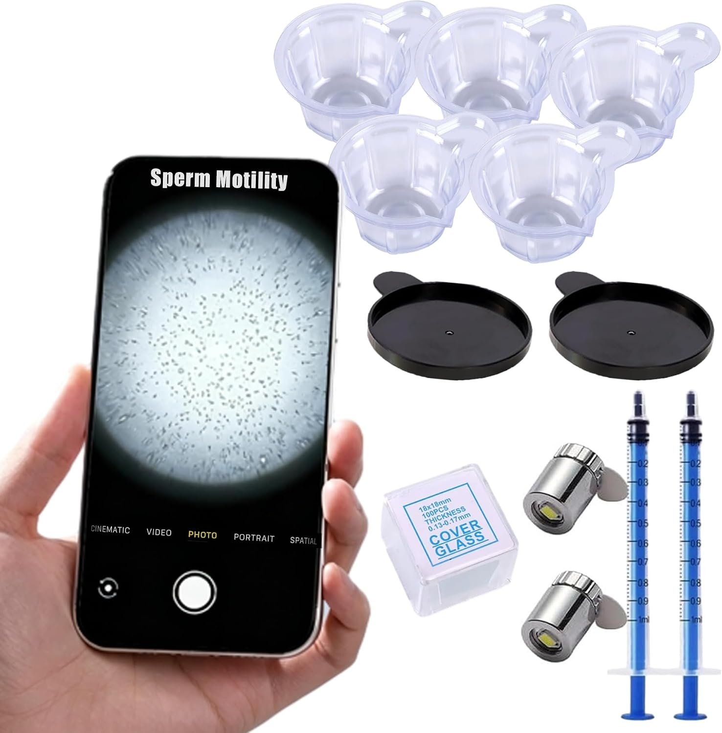 Sperm Magnifying Glass, Suitable for Home Sperm Testing & Semen Observation, Male Fertility Observation, 100 Times Reusable, Quick Result (Black)