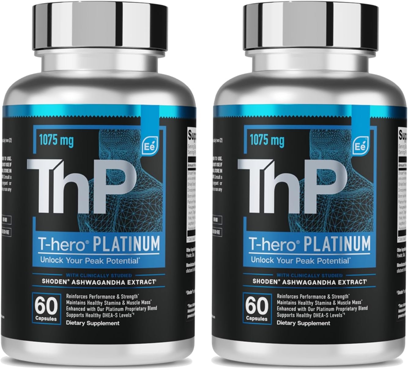 Essential Elements T-Hero Platinum Male Health Supplement for Mens Health – Muscle Growth Support & T-Health with Shoden Ashwagandha, Shilajit, DIM & More – Gym Supplements for Men – 120 Caps