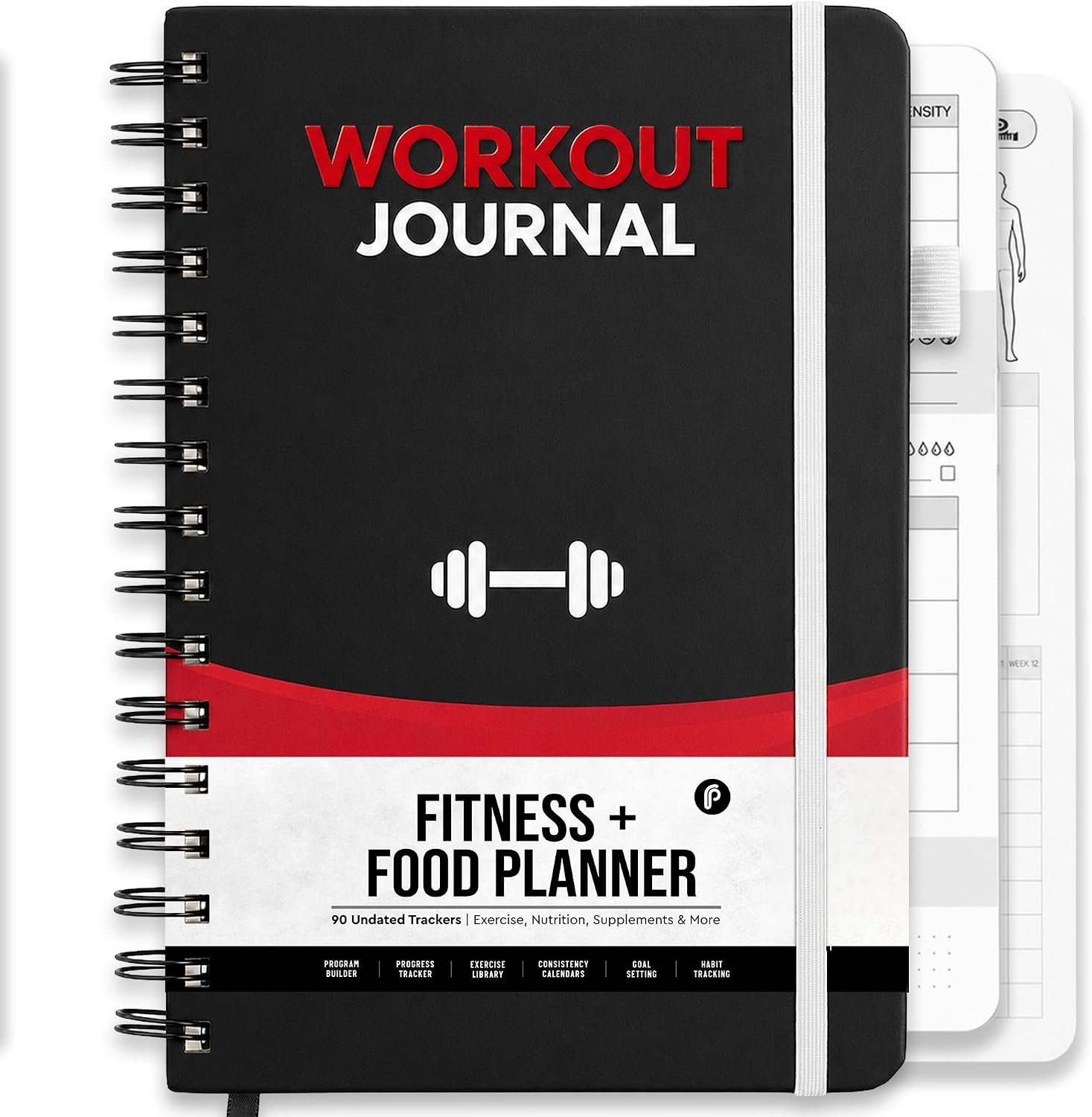 Prazoli 7-in-1 Workout Journal for Men, All-in-One Fitness Journal & Workout Log Book for Weight Lifting, Nutrition, Macros, Body Goals, Health, and Progress Tracking (Red)