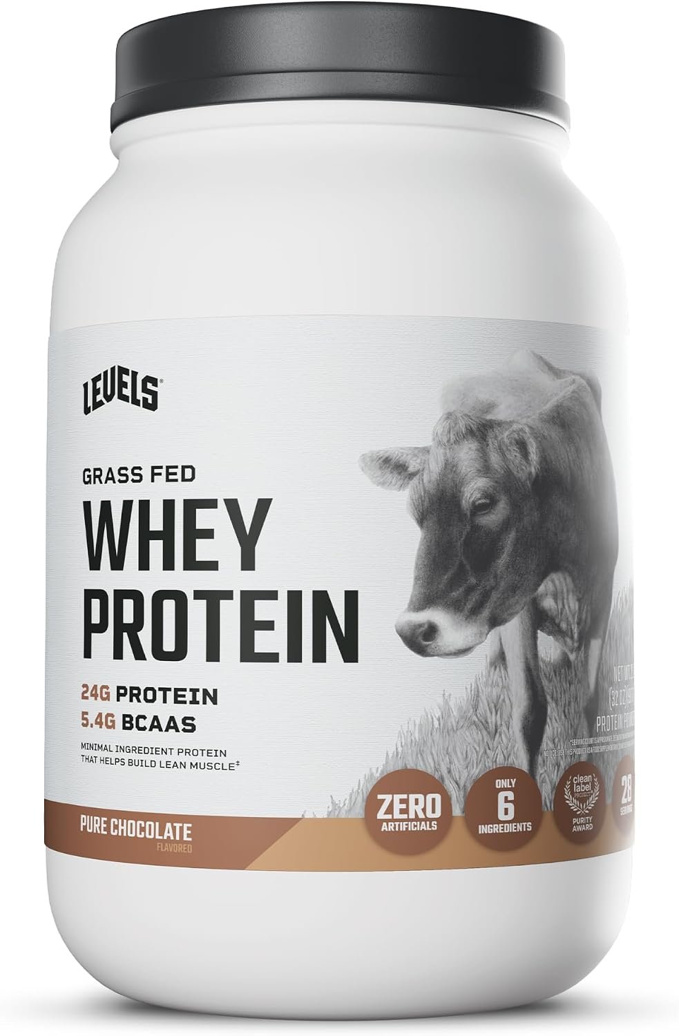 Levels Whey Protein Powder, No Artificial Ingredients, Pure Chocolate, 2LB