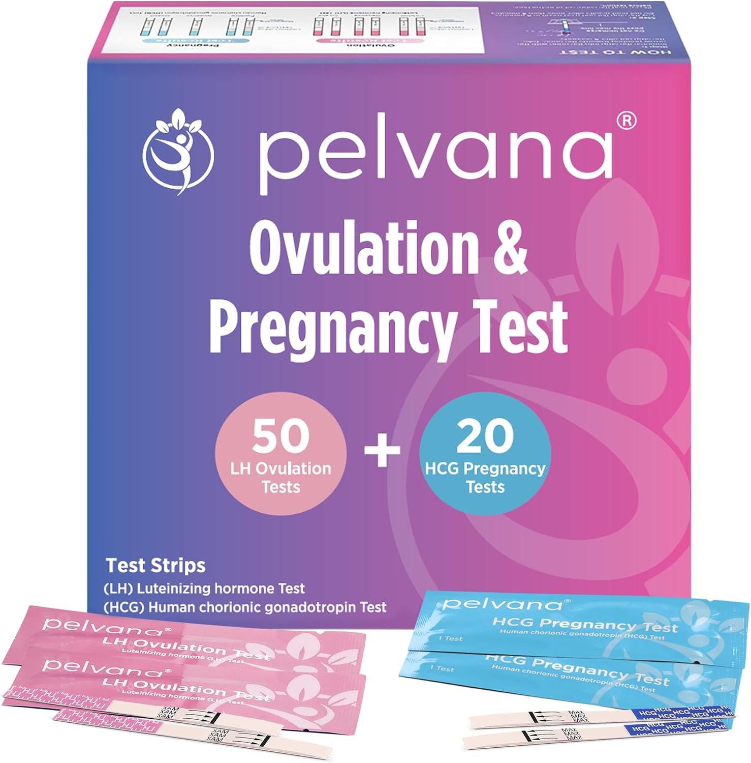 Pelvana Ovulation & Pregnancy Test Strips Easy at-Home Combo Kit (70 Tests)