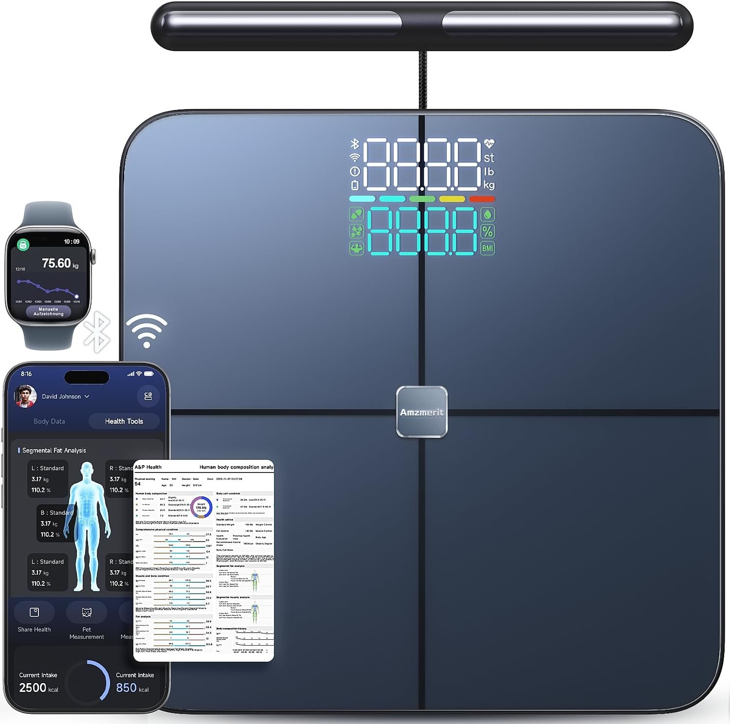Smart Scale for Body Weight with Handle, Body Composition Analyzer
