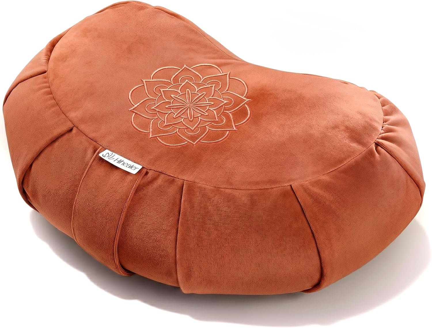 Hihealer Premium Crescent Meditation Cushion, Buckwheat Yoga Bolster Pillow