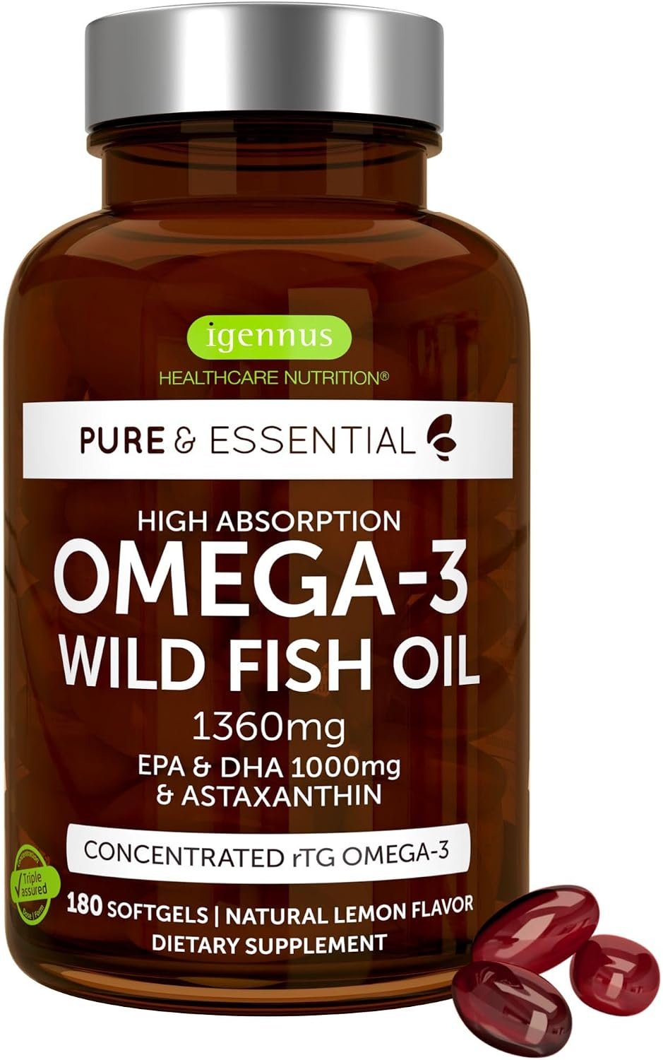 Igennus Ultra Pure Omega 3 rTG IFOS-Certified Triglyceride Wild Fish Oil