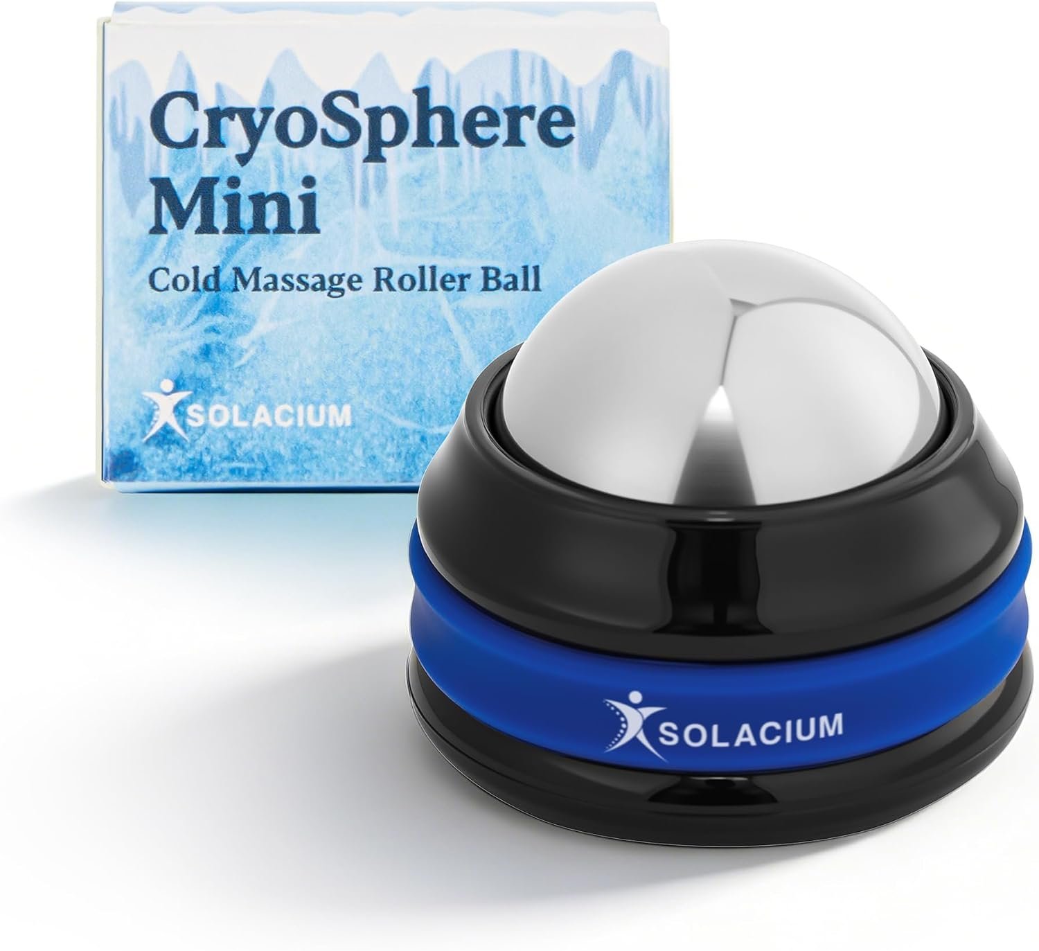 Solacium CryoSphere Mini – Stainless Steel Cold Massage Roller Ball – Handheld Massage Tool for Sore Muscles, Shoulders, Arms, Neck, Back, and Feet