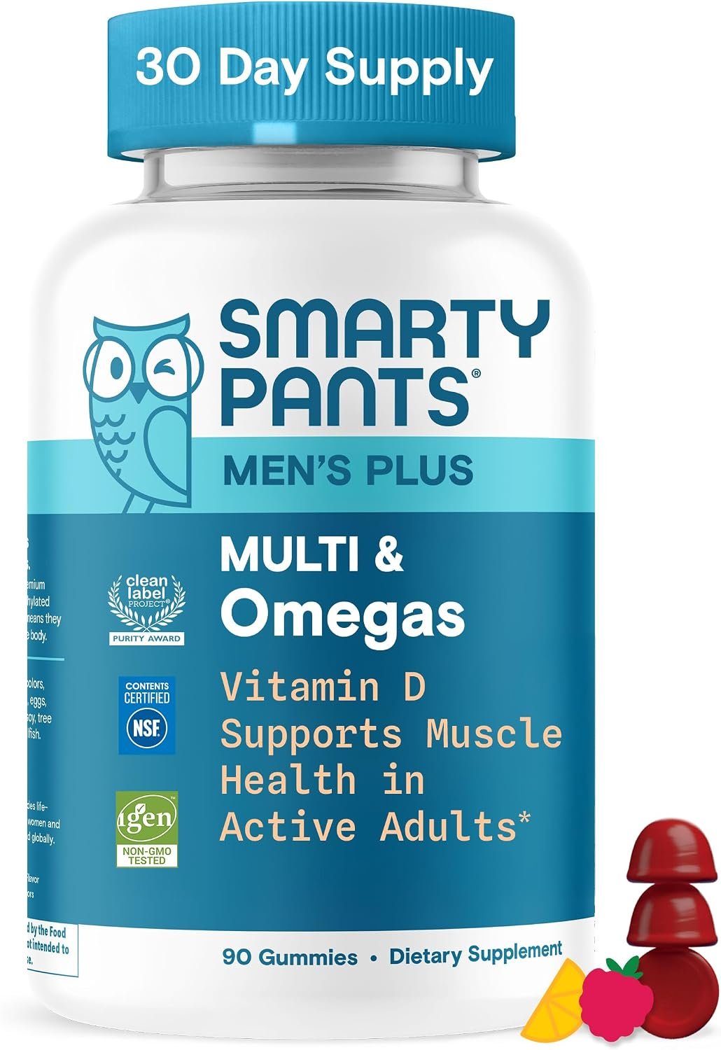 SmartyPants Men’s Multivitamin Gummies, Vitamin D & C, Omega 3, Zinc, 90 Ct