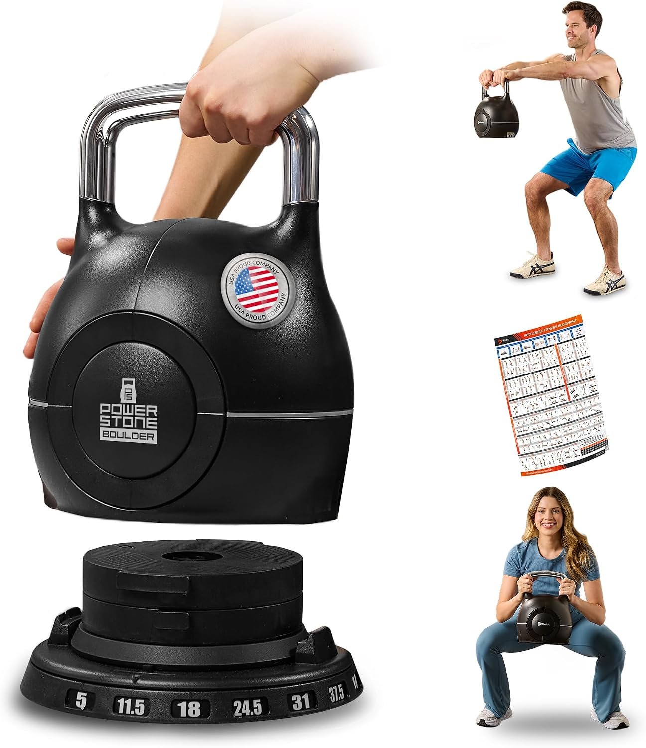 Lifepro Powerflow Plus Adjustable Kettlebell 7 in 1 up to 44 lbs