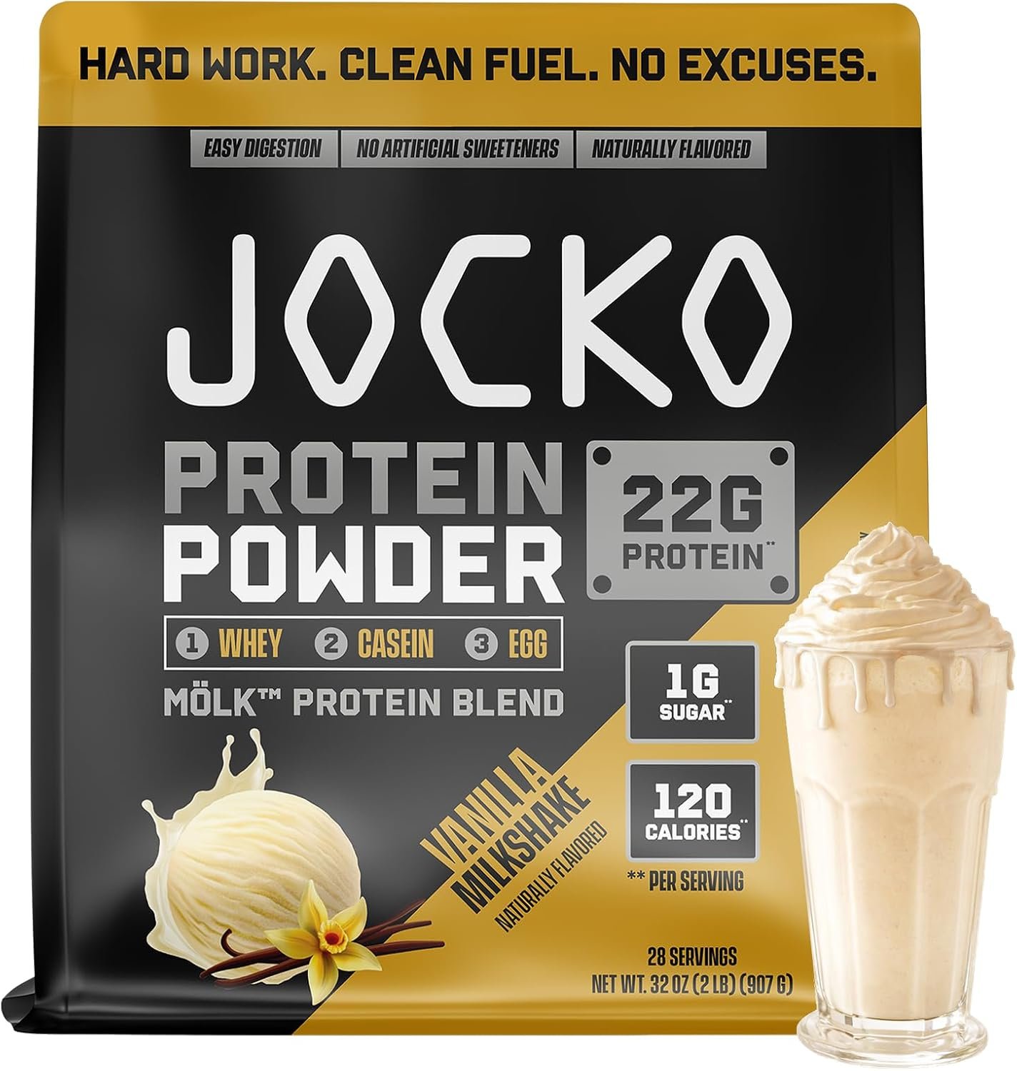 Jocko Fuel Whey Protein Powder, Vanilla Milkshake | 28 Servings