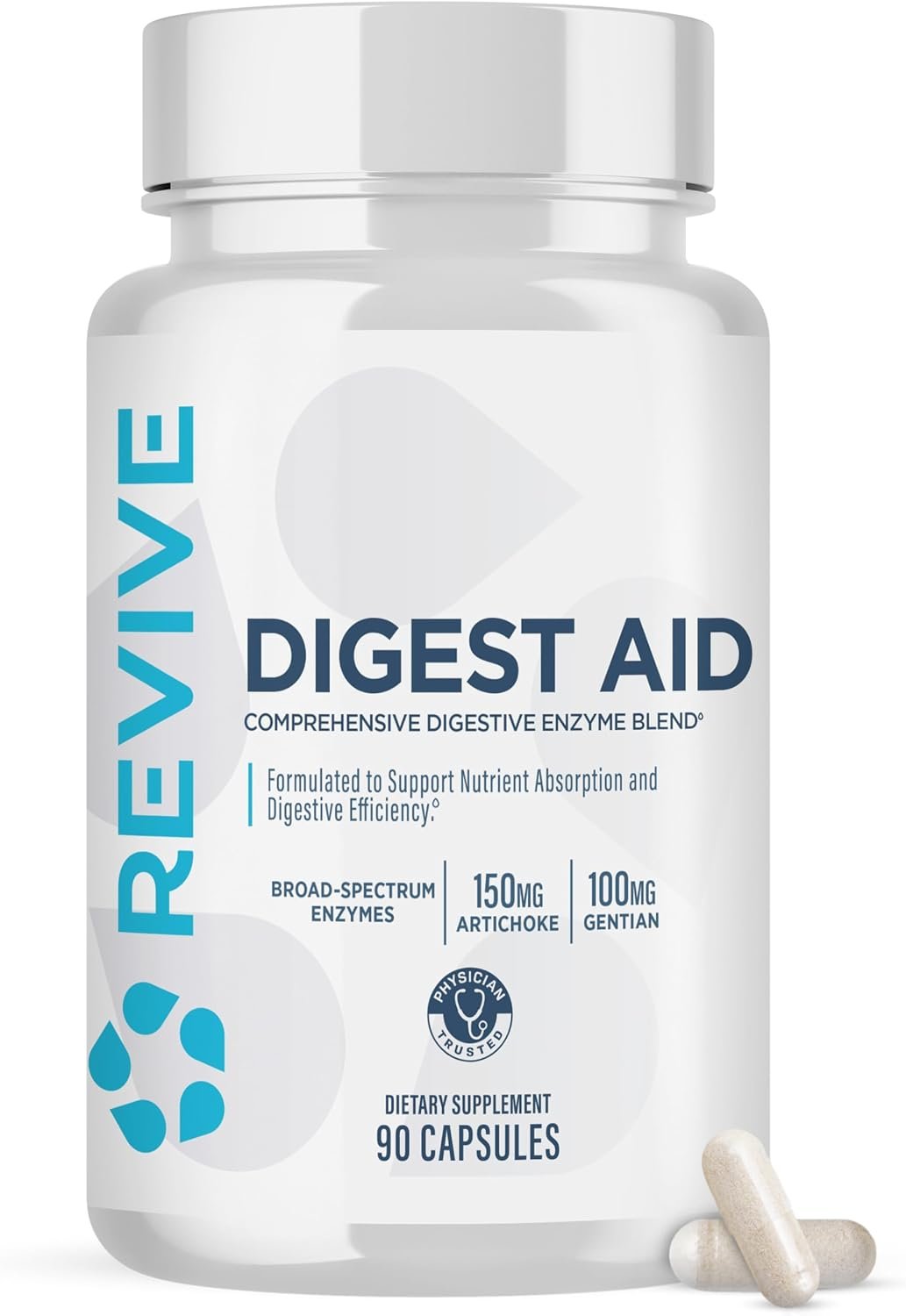 Revive MD Digest Aid, Digestive Support Supplement for Men & Women – Comprehensive Digestive Enzyme Blend with Probiotics & Prebiotics for Gut Health & Healthy Digestion (90 Capsules, 90 Servings)