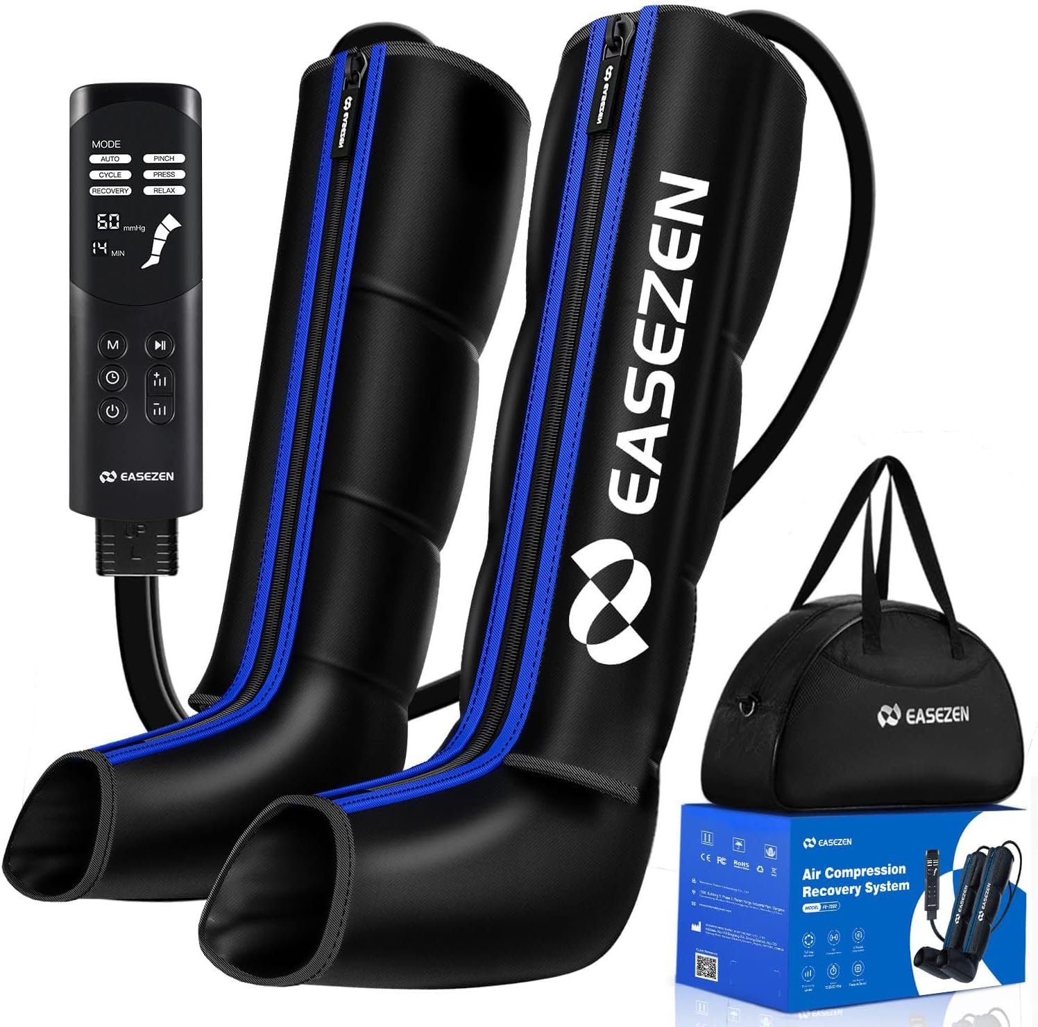 EaseZen Leg Compression Massager for Circulation and Pain Relief FSA, Air Compression Leg Massager for Fast Recovery of Foot, Calf and Thigh, Relieve Edema, Reduce Muscle Fatigue, HSA Eligible, Large