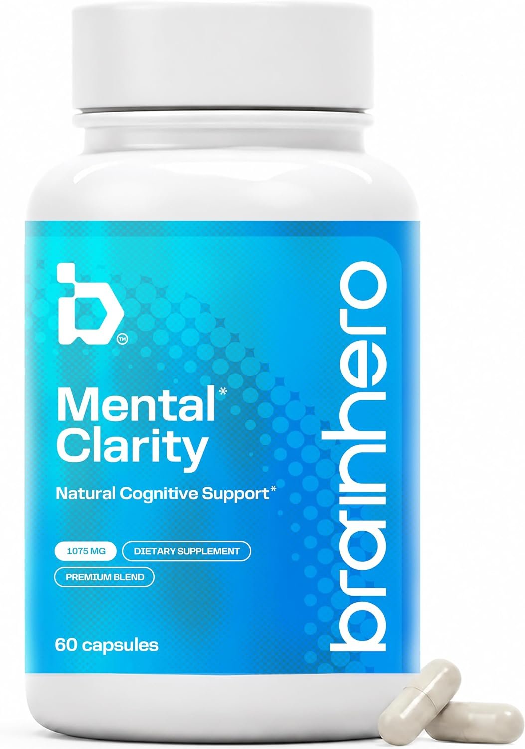 Brain Hero Memory and Focus Supplements for Cognitive Support – 1075mg of Targeted Nootropics – Brain Health for Mental Clarity – Vitiman B6 & B12, L Theanine, Choline, Alpha GPC, Citicoline – 60 ct