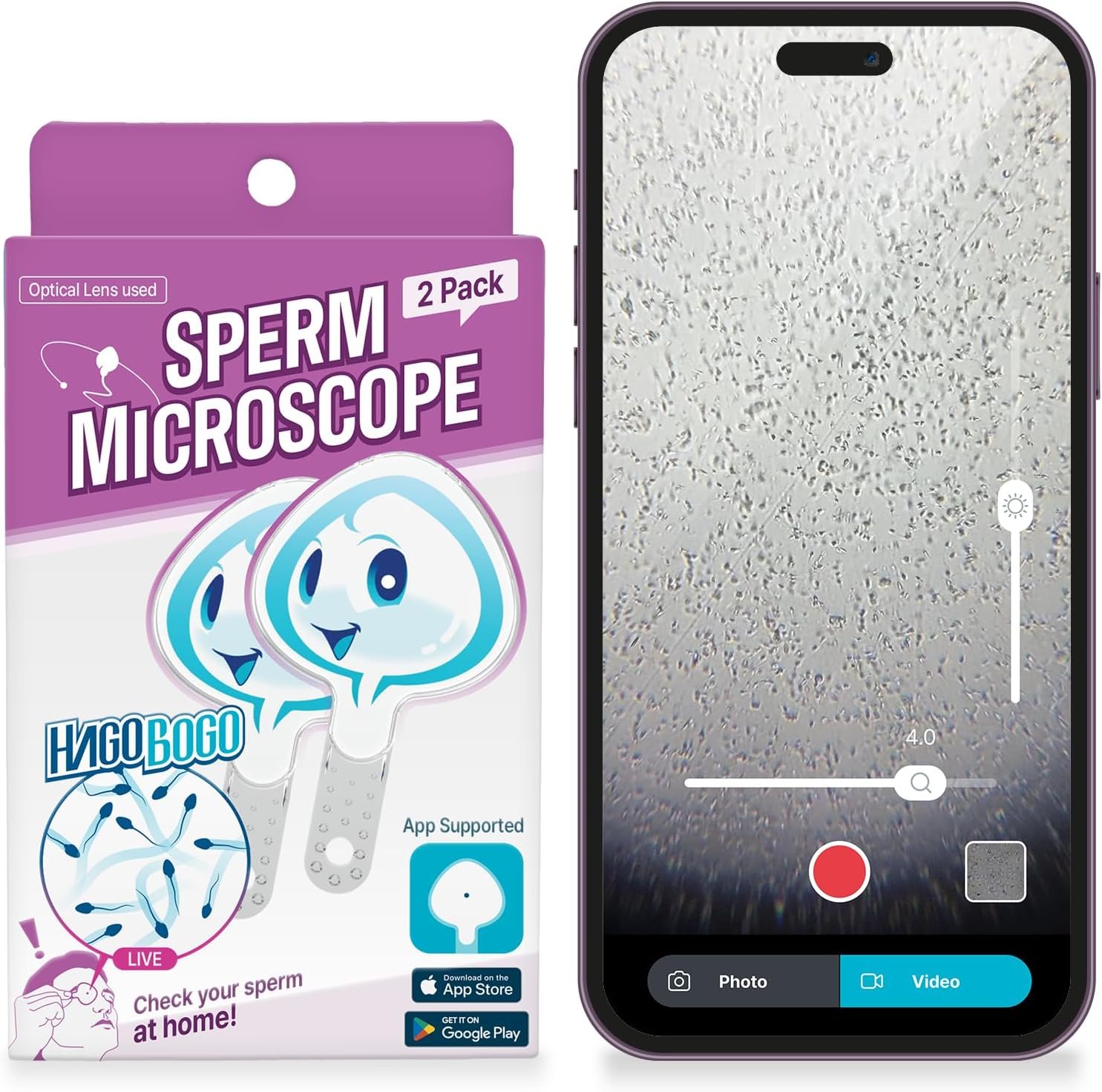 Sperm Microscope, Spermcheck Fertility Test, App-Supported, 2 Pack