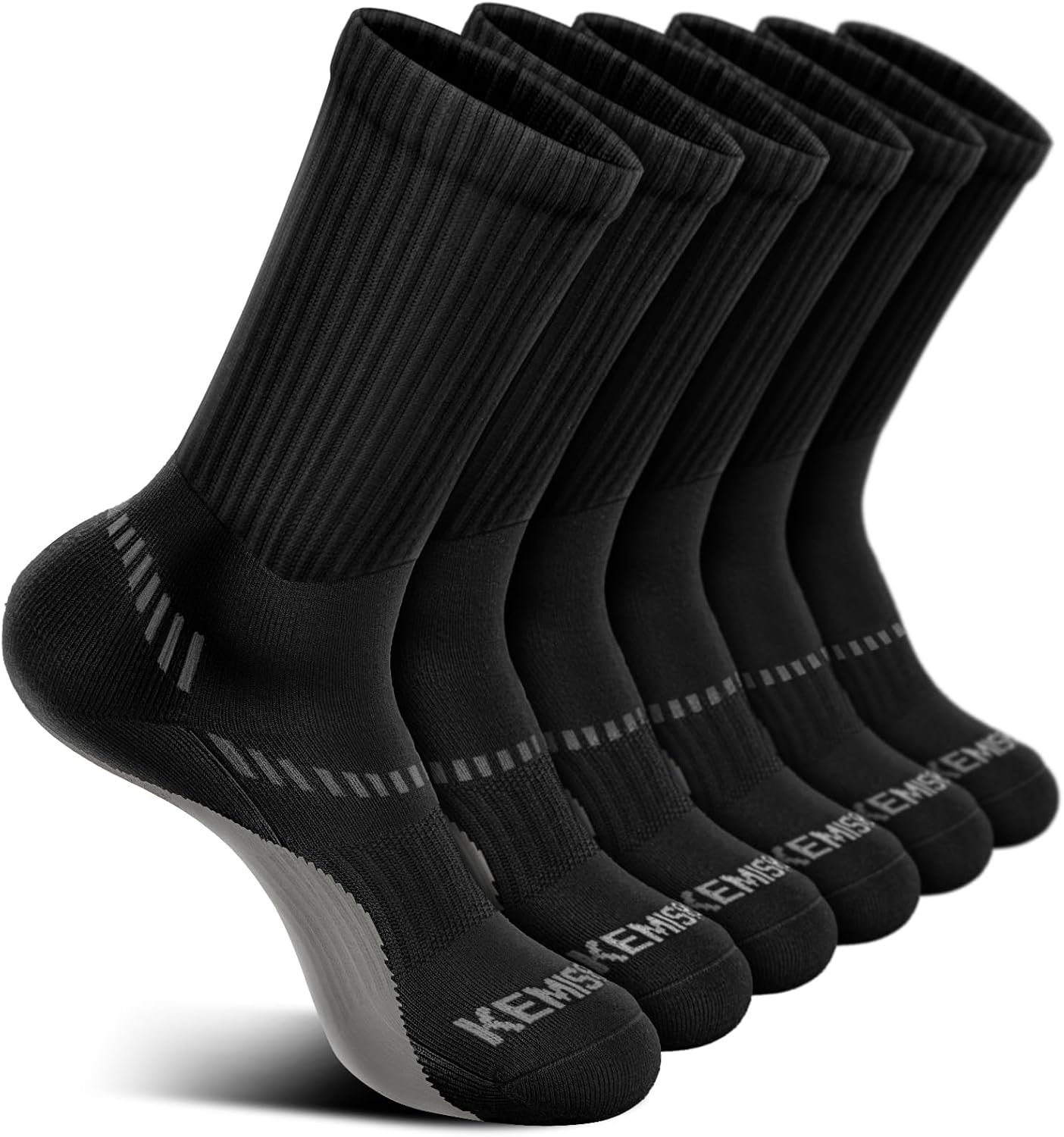BULLIANT Men 6-Pack Athletic Compression Crew Socks for Running Gym Sports