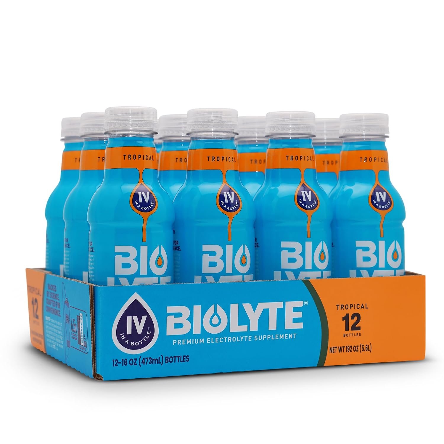 BIOLYTE Electrolyte Drink – Doctor-Formulated Hydration Drink, HSA & FSA Electrolytes Water, Chemotherapy Must Haves for Women & Men, Rehydration IV Liquid in a Bottle – Tropical, 16 Fl Oz (12 Pack)
