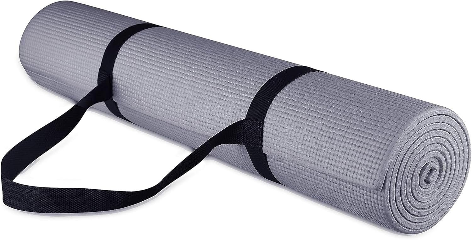 Fitvids All Purpose 1/4-Inch High Density Anti-Tear Exercise Yoga Mat with Carrying Strap with Optional Yoga Blocks, Multiple Colors