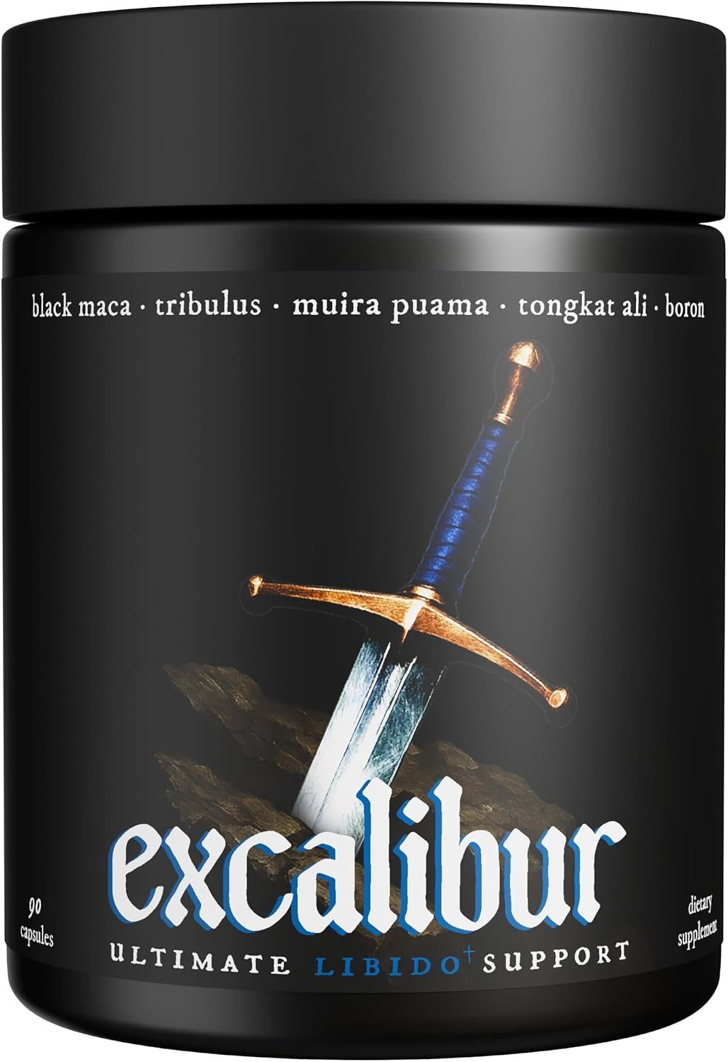 Excalibur – Libido Booster | Testosterone, Hormone & Libido Support for Men | Black Maca, Muira Puama, Tribulus Terrestris, Tongkat Ali, & Boron | One Month Supply, Boost Drive, Desire, and Blood Flow