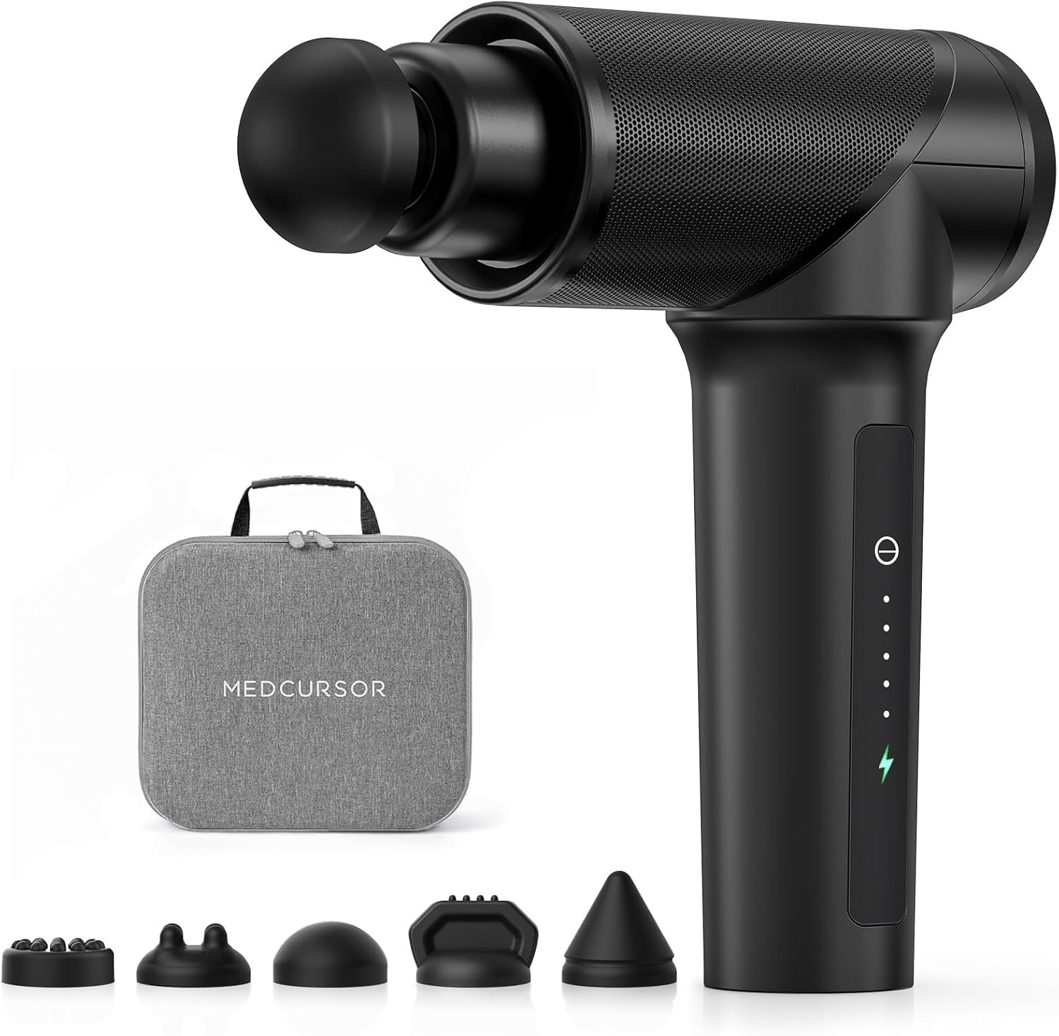 Medcursor Massage Gun – High Intensity Brushless Motor, Handheld Percussion Deep Tissue Massager with 6 Massage Heads for Sore Muscle and Stiffness, Gifts for Father/Dad (Black)