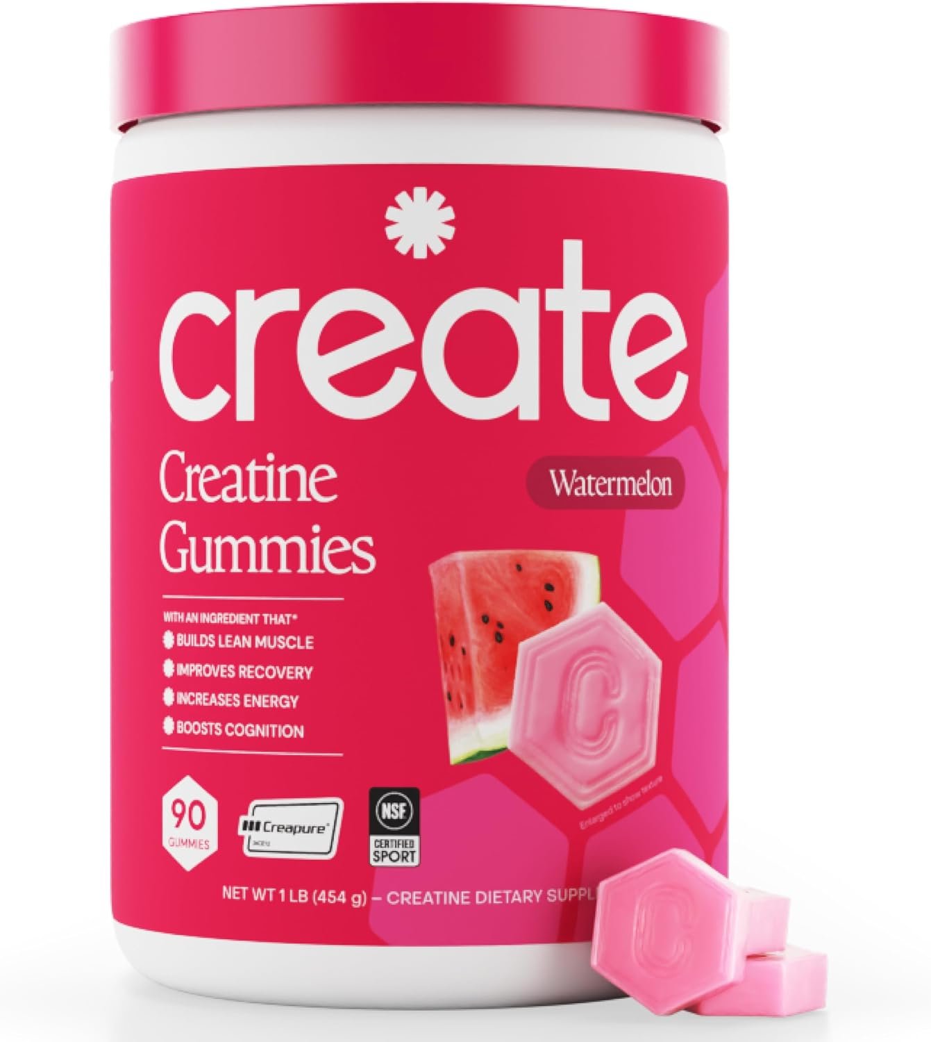 Create Creatine Monohydrate Gummies for Women and Men, Watermelon, 90ct