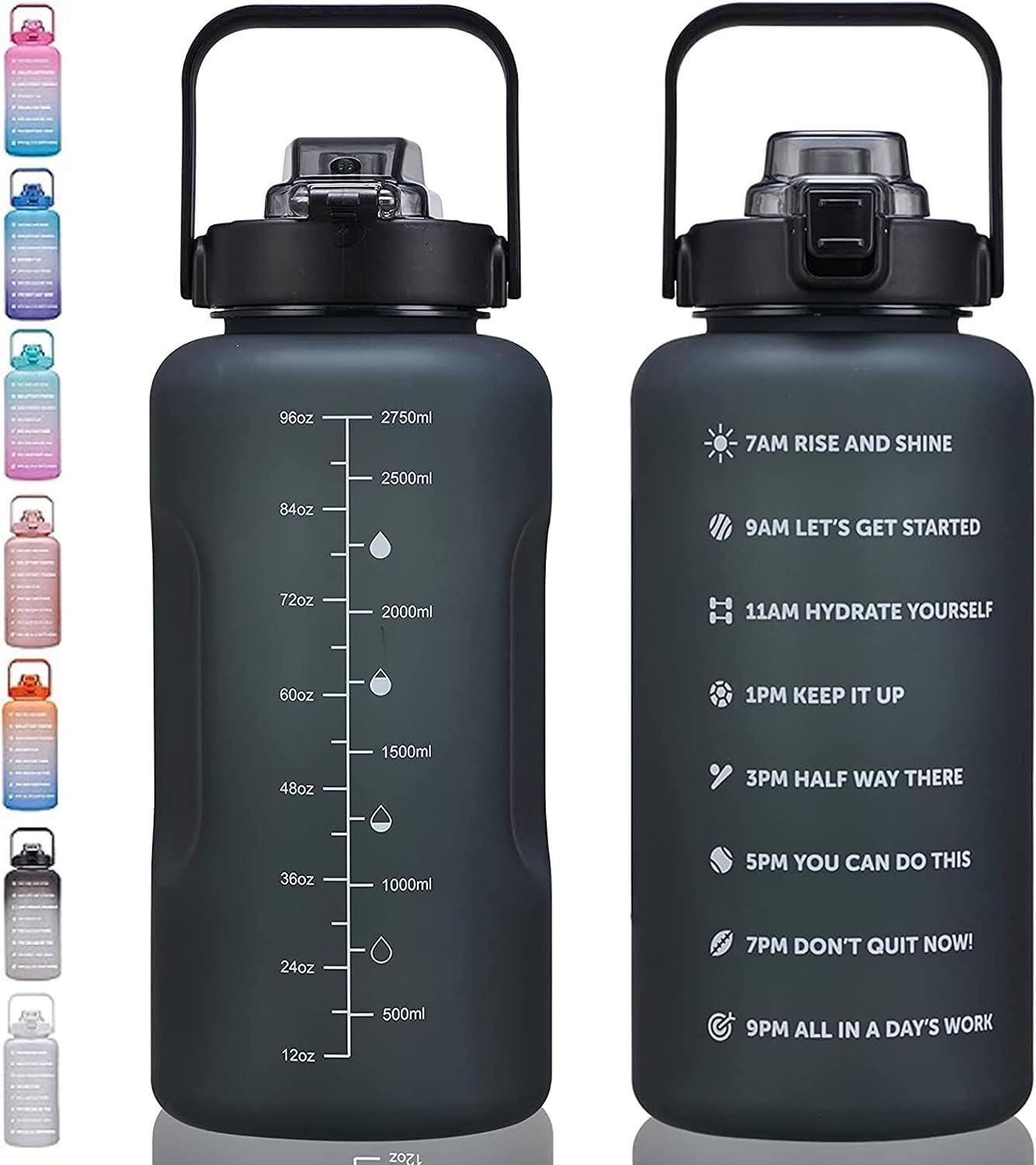 ST-YIBEN 64oz,100oz,128oz Large Motivational Water Bottle with Time Marker, Leakproof & BPA Free Half Gallon Big Water Bottle with Straw Handle Tritan Frosted Water Jug for Gym,Fitness,Outdoor Sports