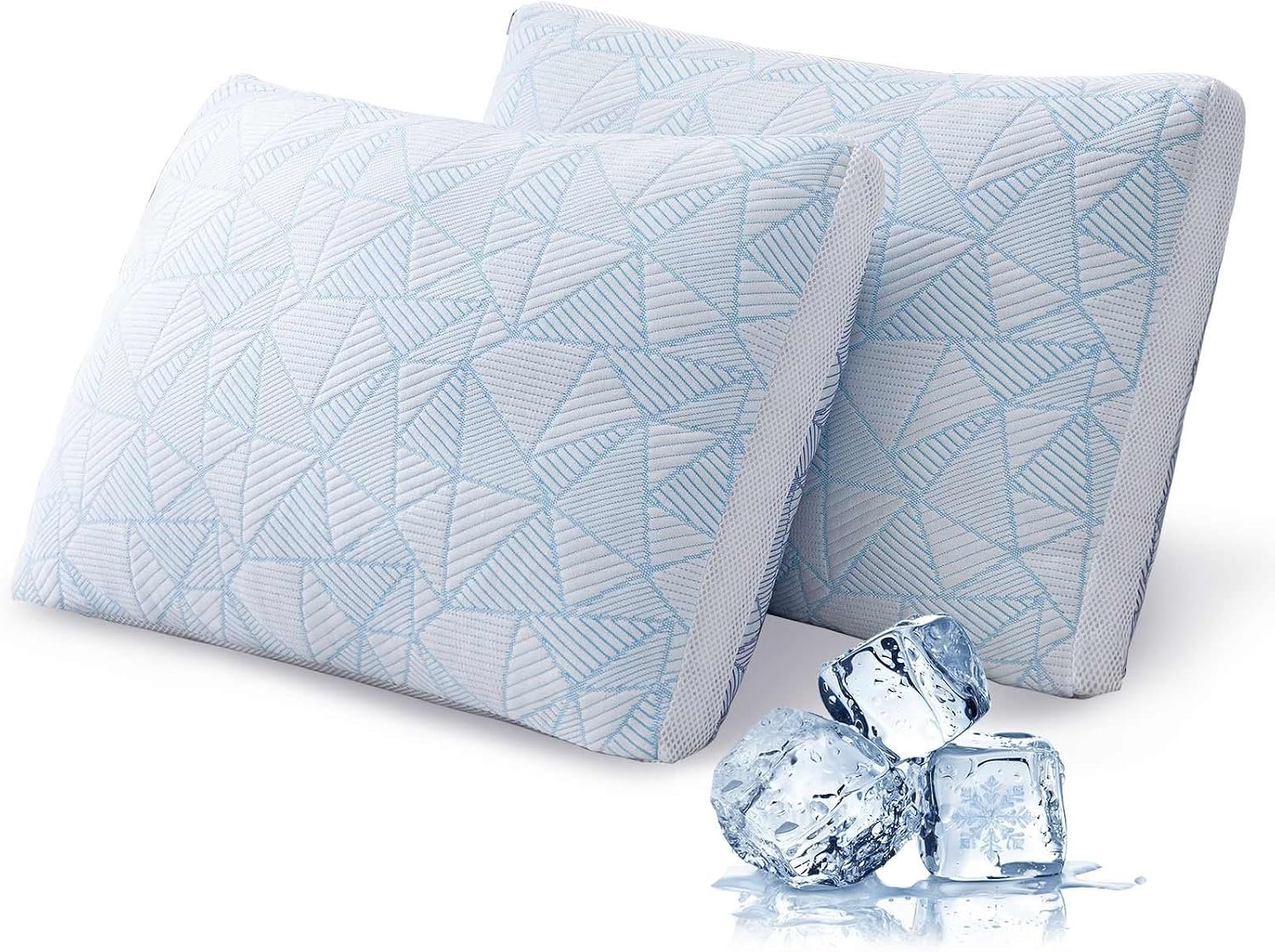 Cotelovo Shredded Memory Foam Cooling Soft Bamboo Viscose Pillows Adjustable Hypoallergenic Hotel Quality Pillows for Stomach, Back or Side Sleeper, Oeko-TEX Certified Queen Size Set of 2