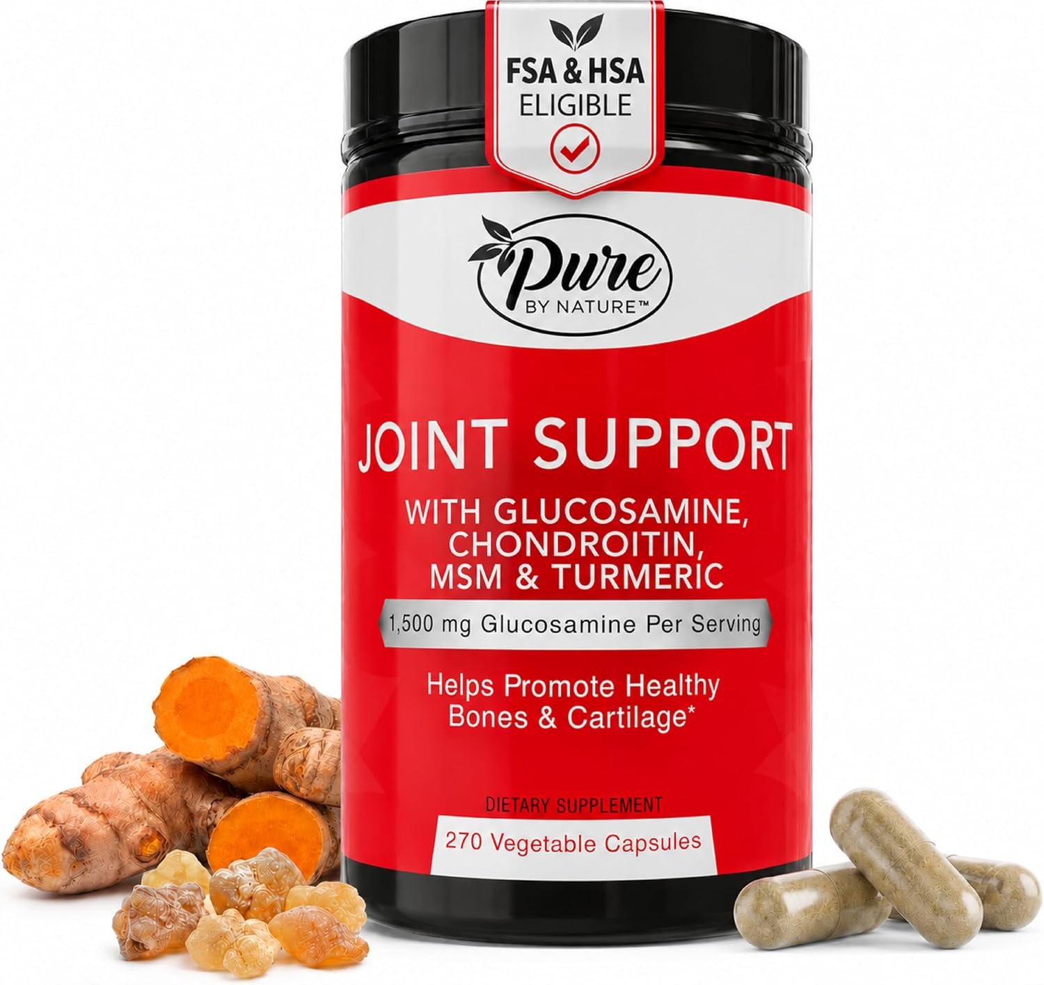 Pure By Nature Joint Support Supplement Glucosamine Chondroitin MSM 90 Days