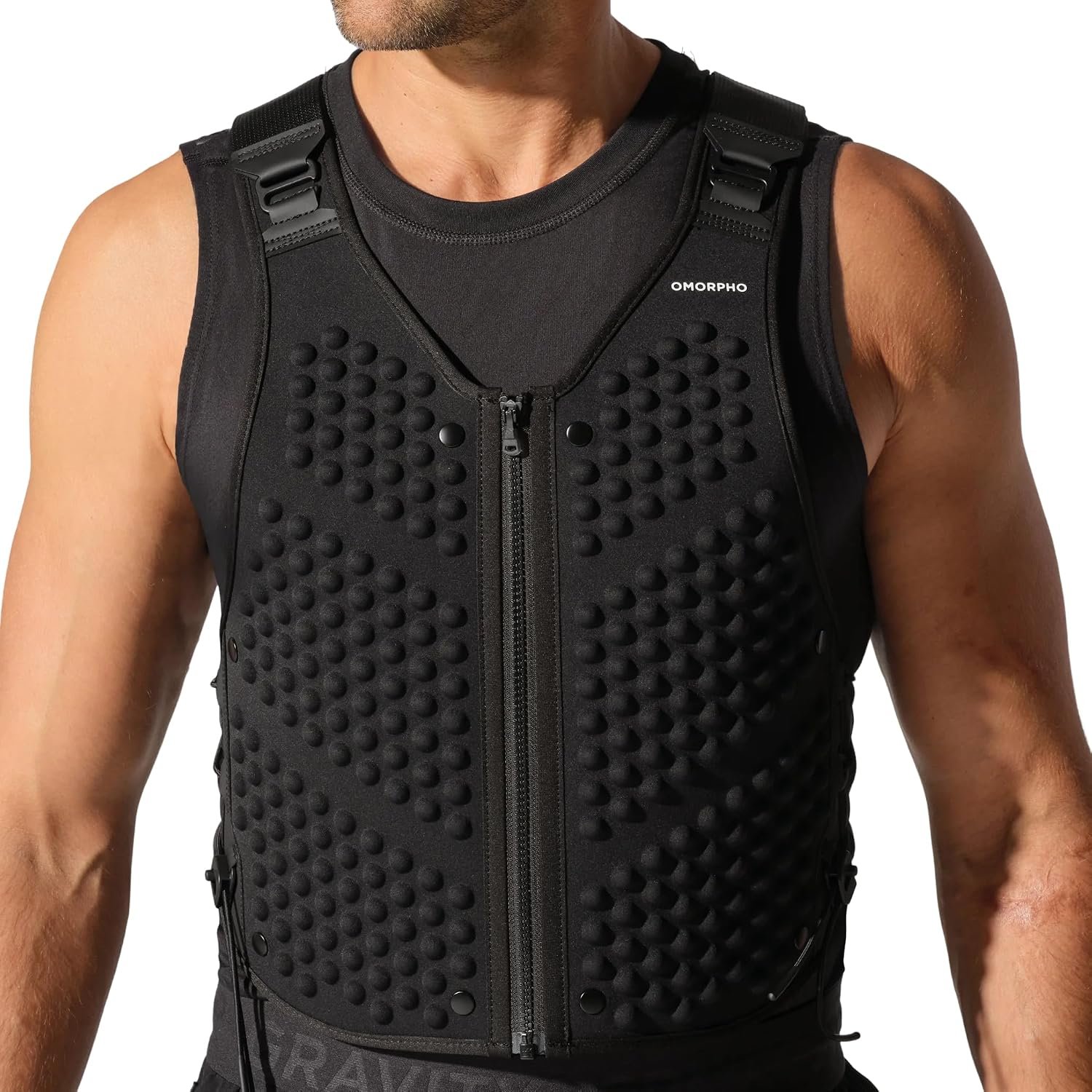 OMORPHO Men’s G-Vest Icon, 10 lb (up to 20 lb with optional G-Pack, sold separately), low-profile, fully adjustable comfort fit for hiking, walking, running, and training.