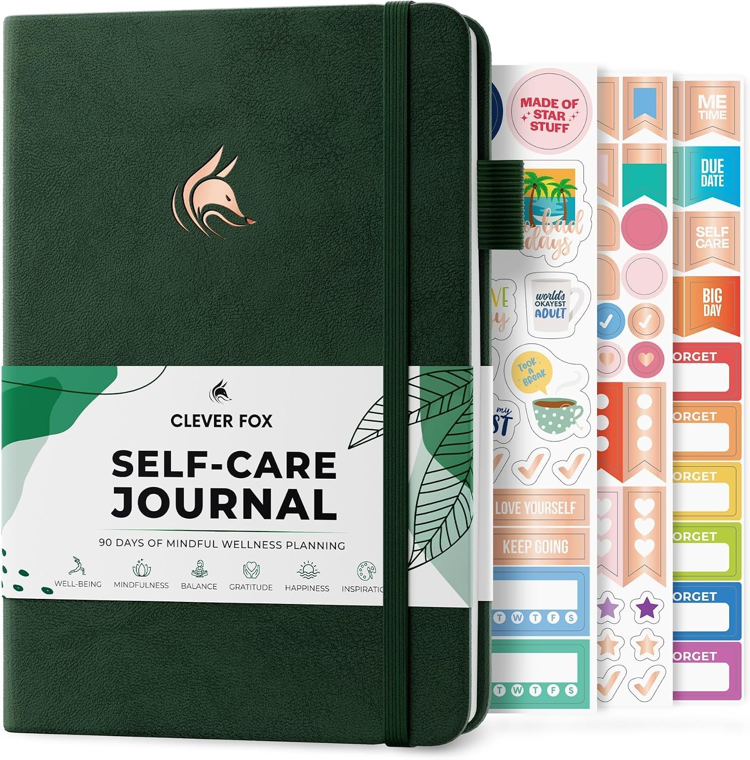 Clever Fox Self-Care Journal for Women, Daily Planner 5.8×8.3 Forest Green