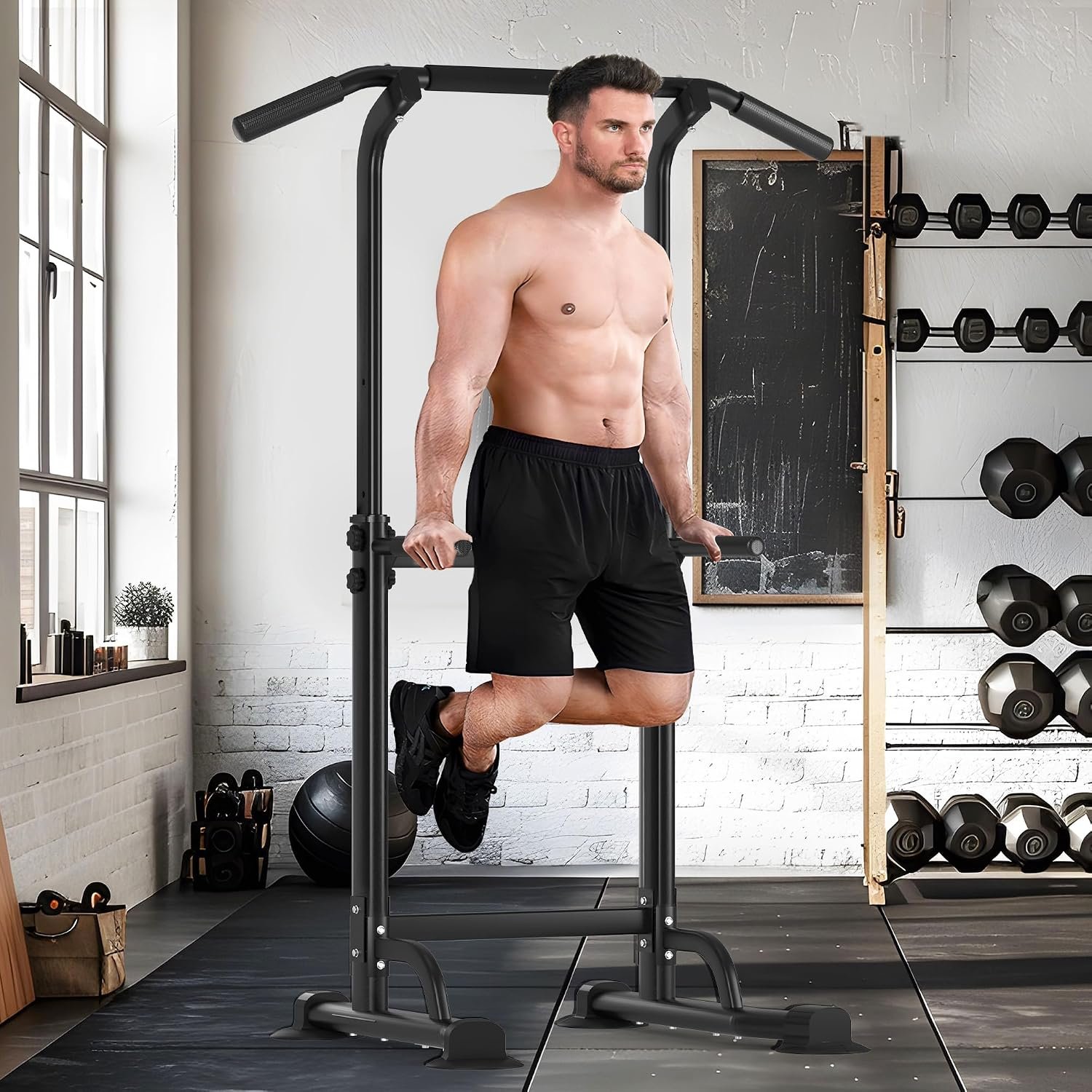 SogesHome Multi-Function Power Tower Pull Up Bar Dip Station for Home Gym