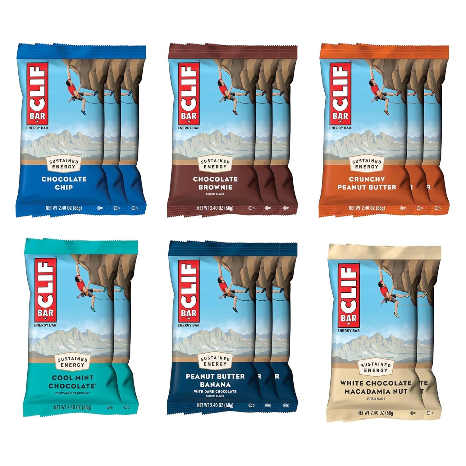 CLIF BAR Protein Energy Bars, Variety Pack, 6 Flavors, 16ct