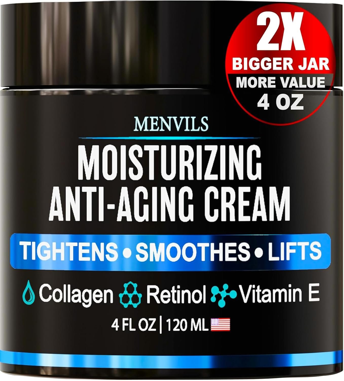Mens Face Moisturizer Cream – Anti-Aging & Wrinkle Cream, Non-Greasy, 4 OZ