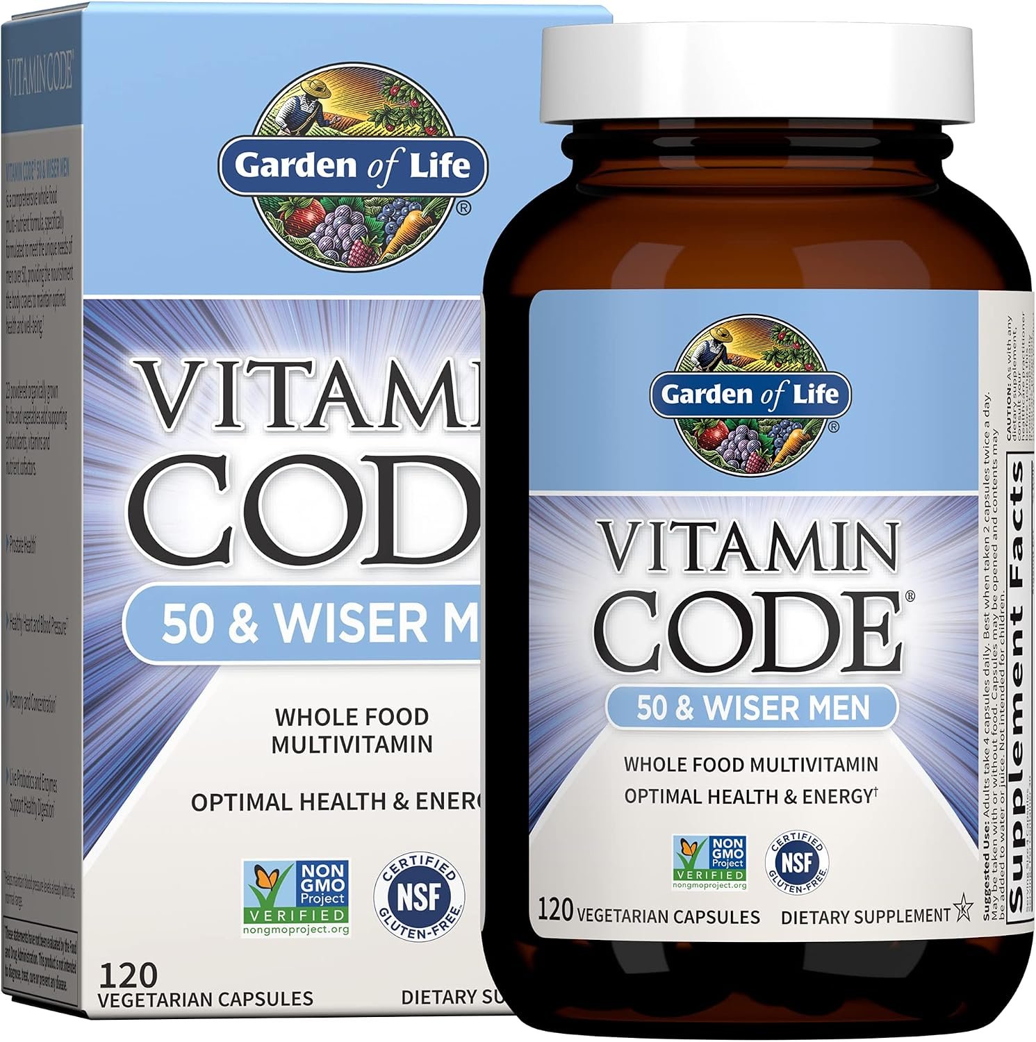 Garden of Life Vitamin Code Men 50 & Wiser Multivitamin, 120 Capsules