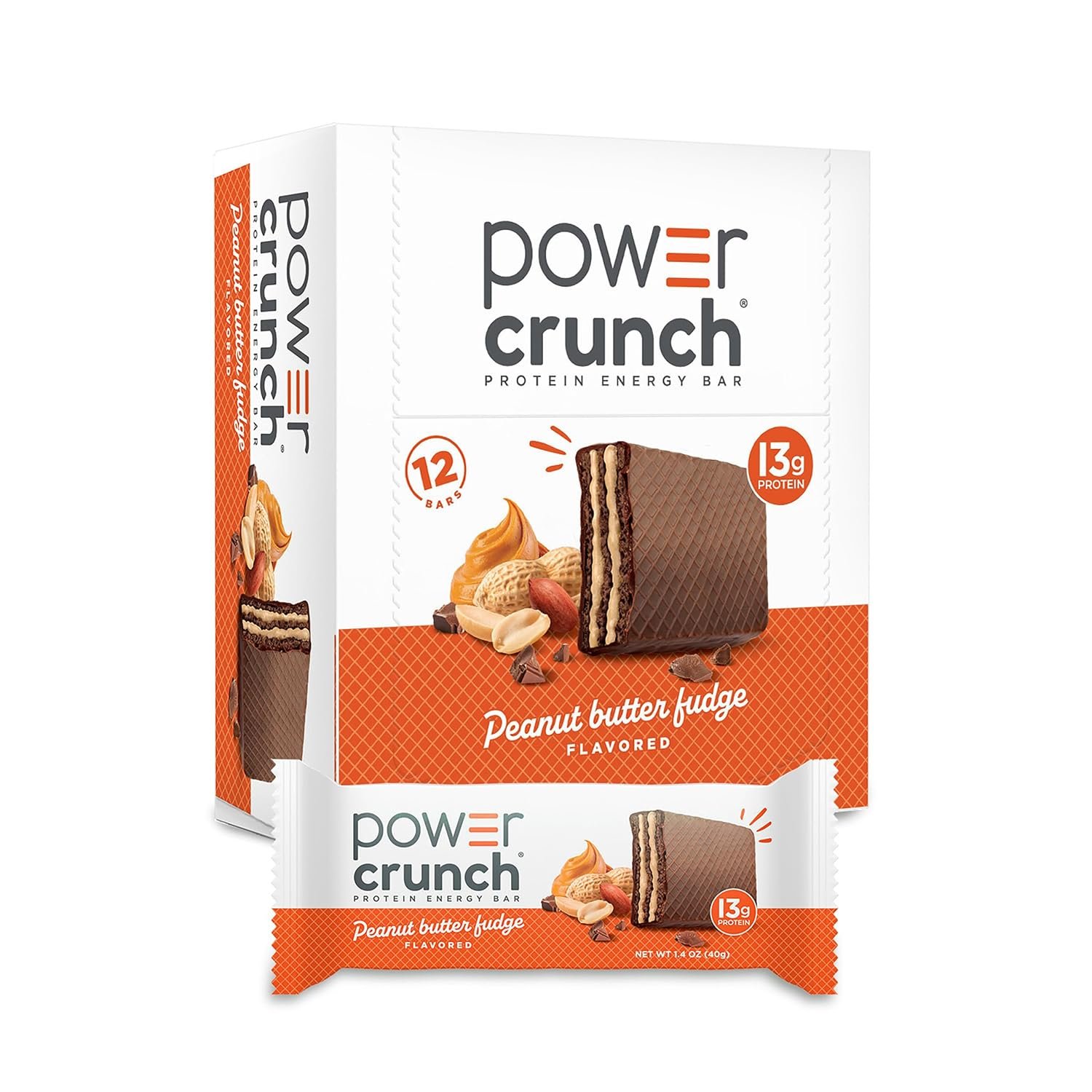 Power Crunch Protein Bars, Peanut Butter Fudge, 12 x 1.4 oz each