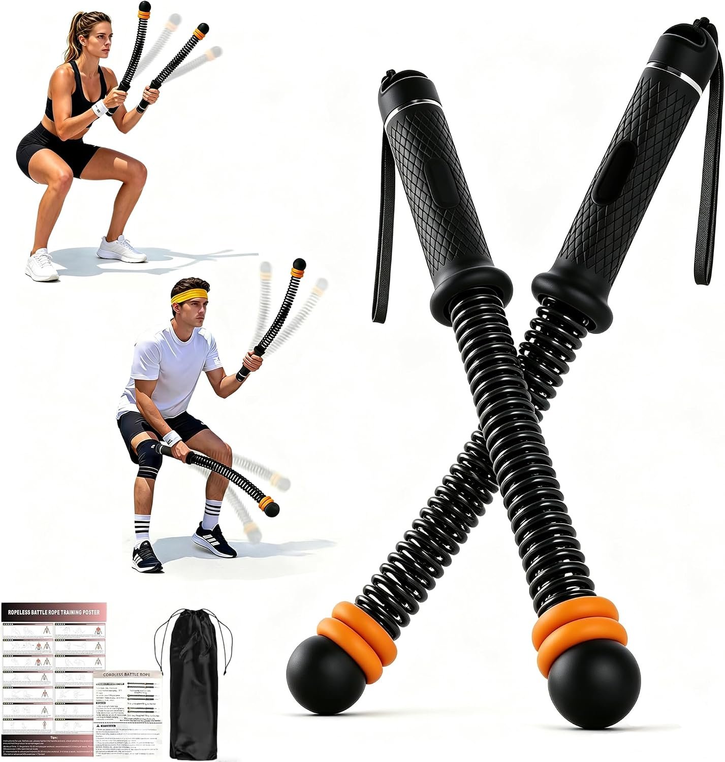 Portable Ropeless Battle Ropes,Adjustable Weights Cordless Battle Ropes
