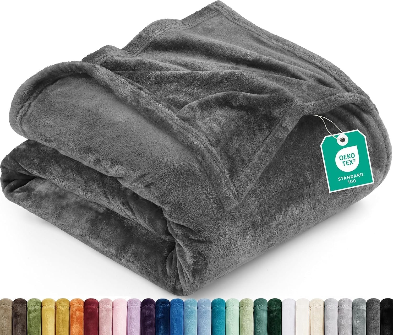 Utopia Bedding Ultra Soft Fleece Bed Blanket Queen Size Grey (90×90 Inches)