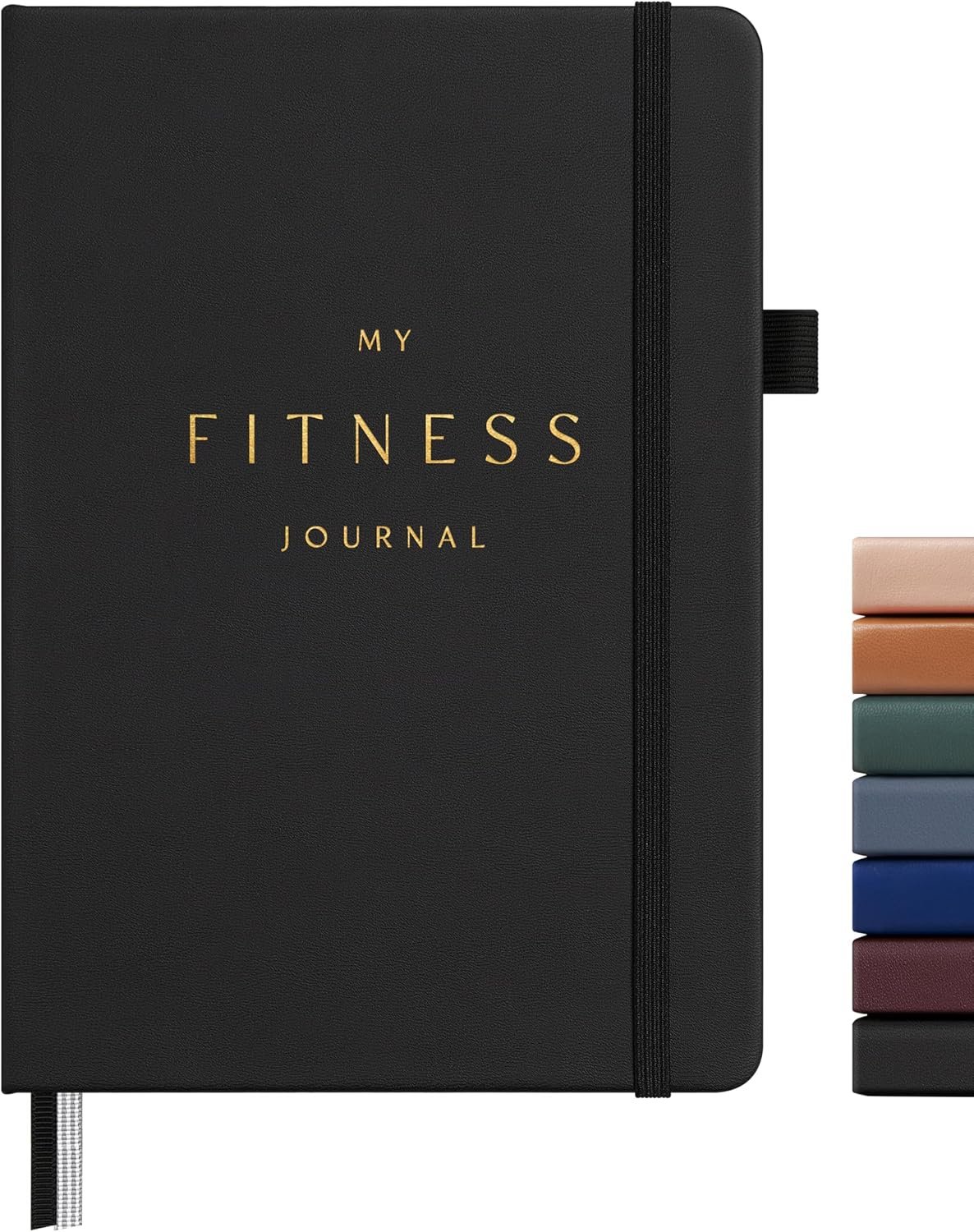 &And Per Se Workout and Food Journal – Fitness Journal with Daily Diet Tracker & Gym Exercise Log Book for Men & Women – Undated, A5 Size, Leather Hardcover (Black)