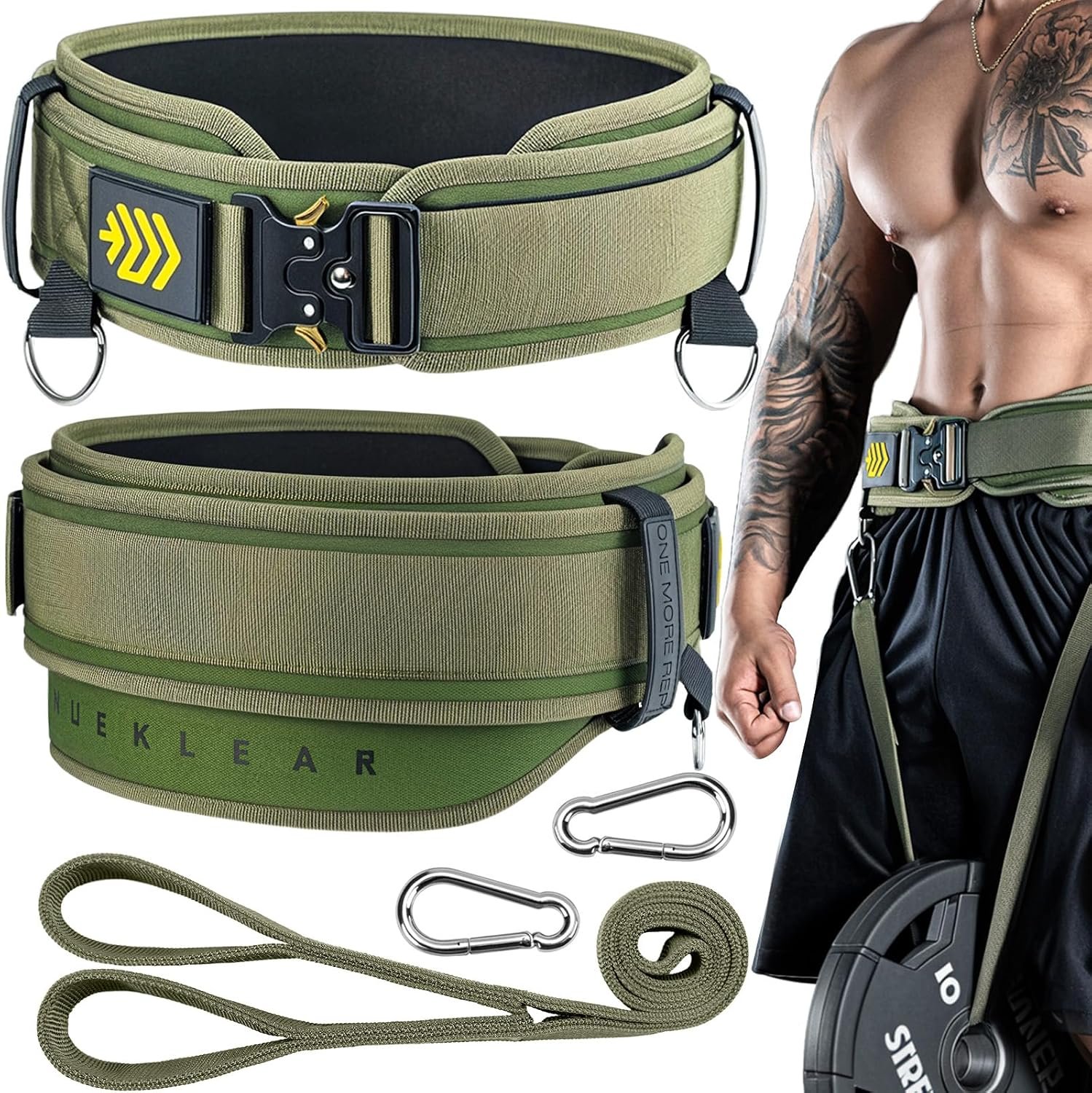 MANUEKLEAR 2-in-1 Dip Belt, Double-Layer Weight Lifting Belt