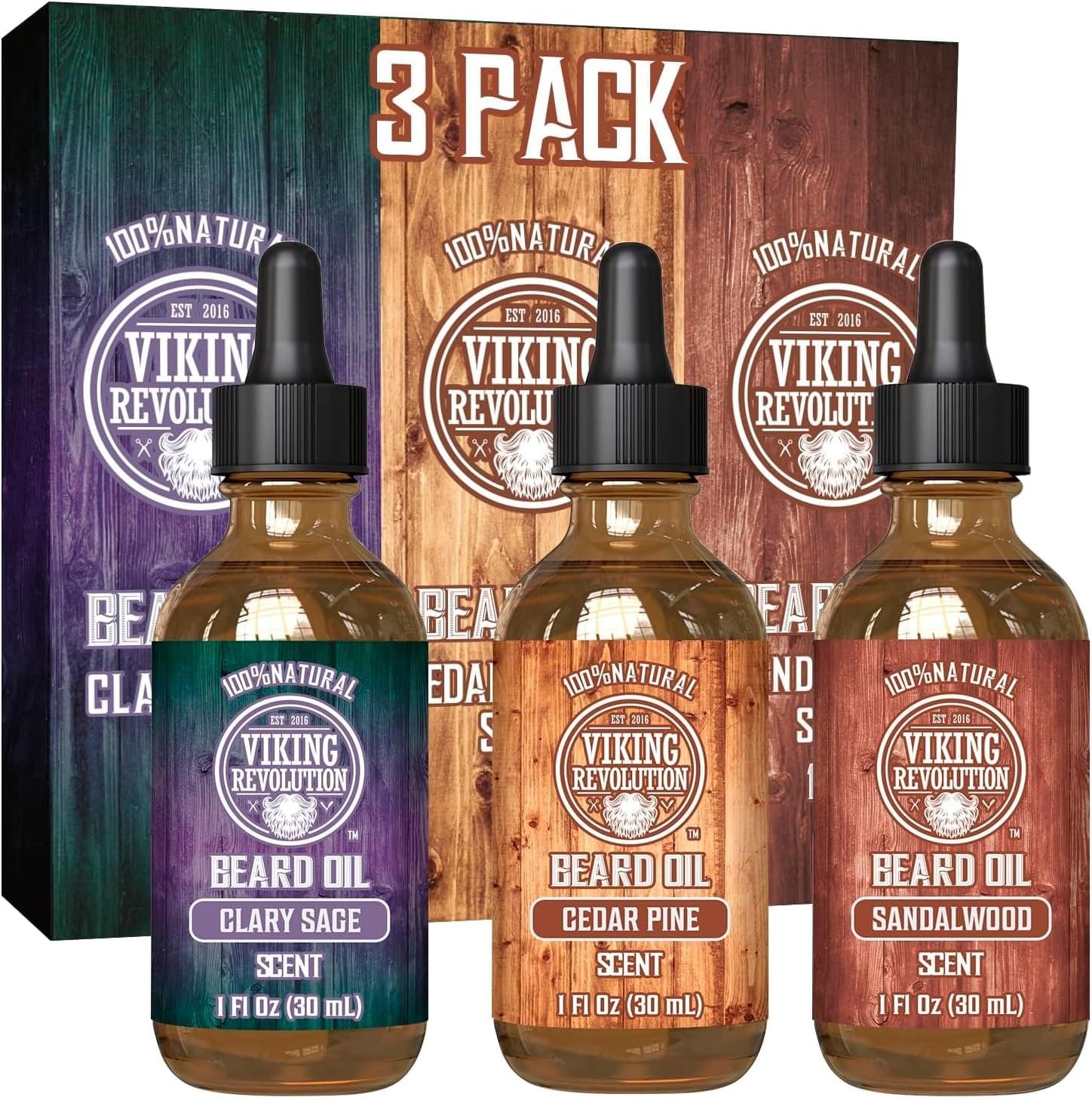 Viking Revolution Beard Oil Variety Set – 1 oz (3 Pack)
