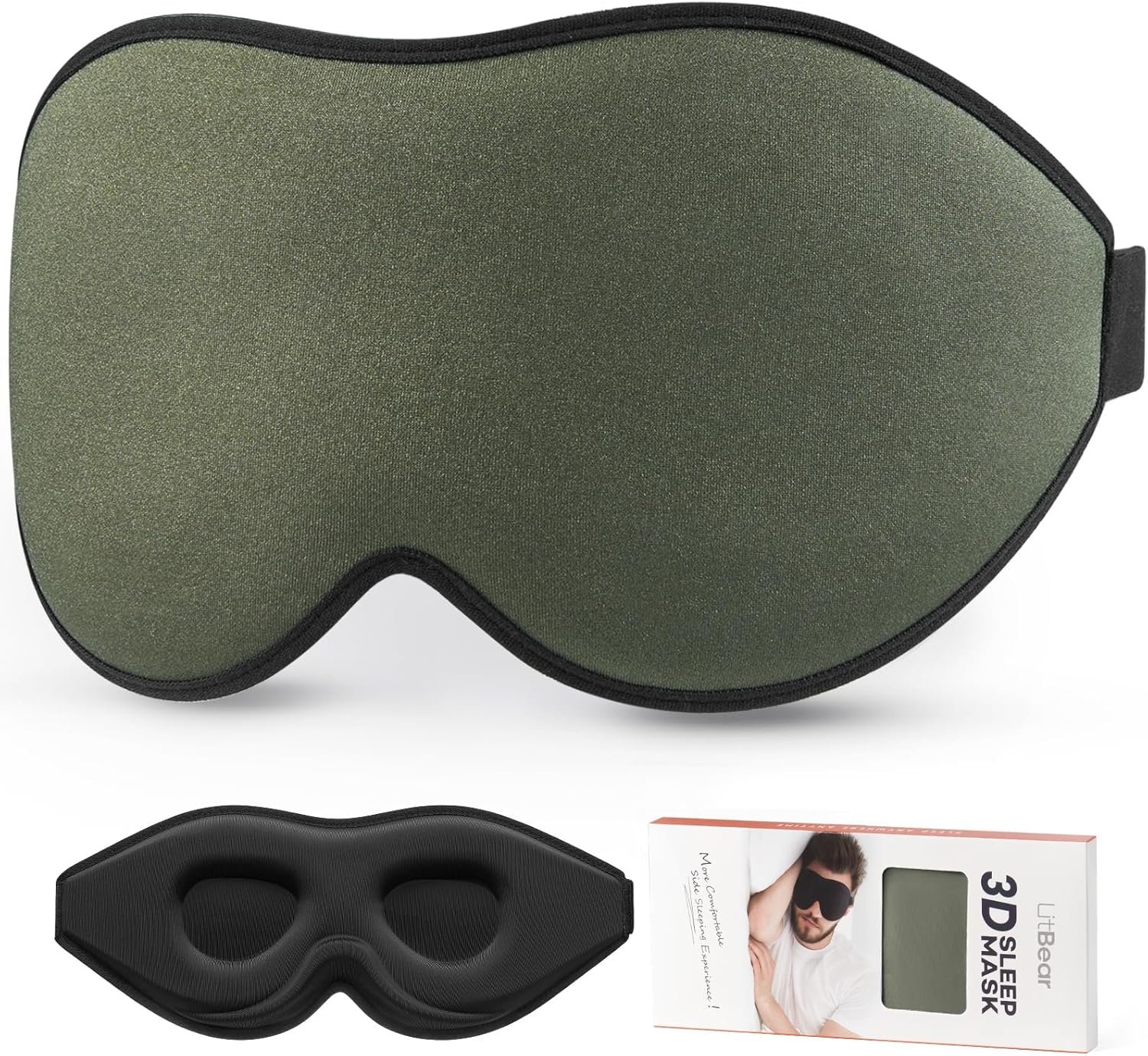 LitBear Sleep Mask for Side Sleeper Women Men, Eye Mask for Sleeping