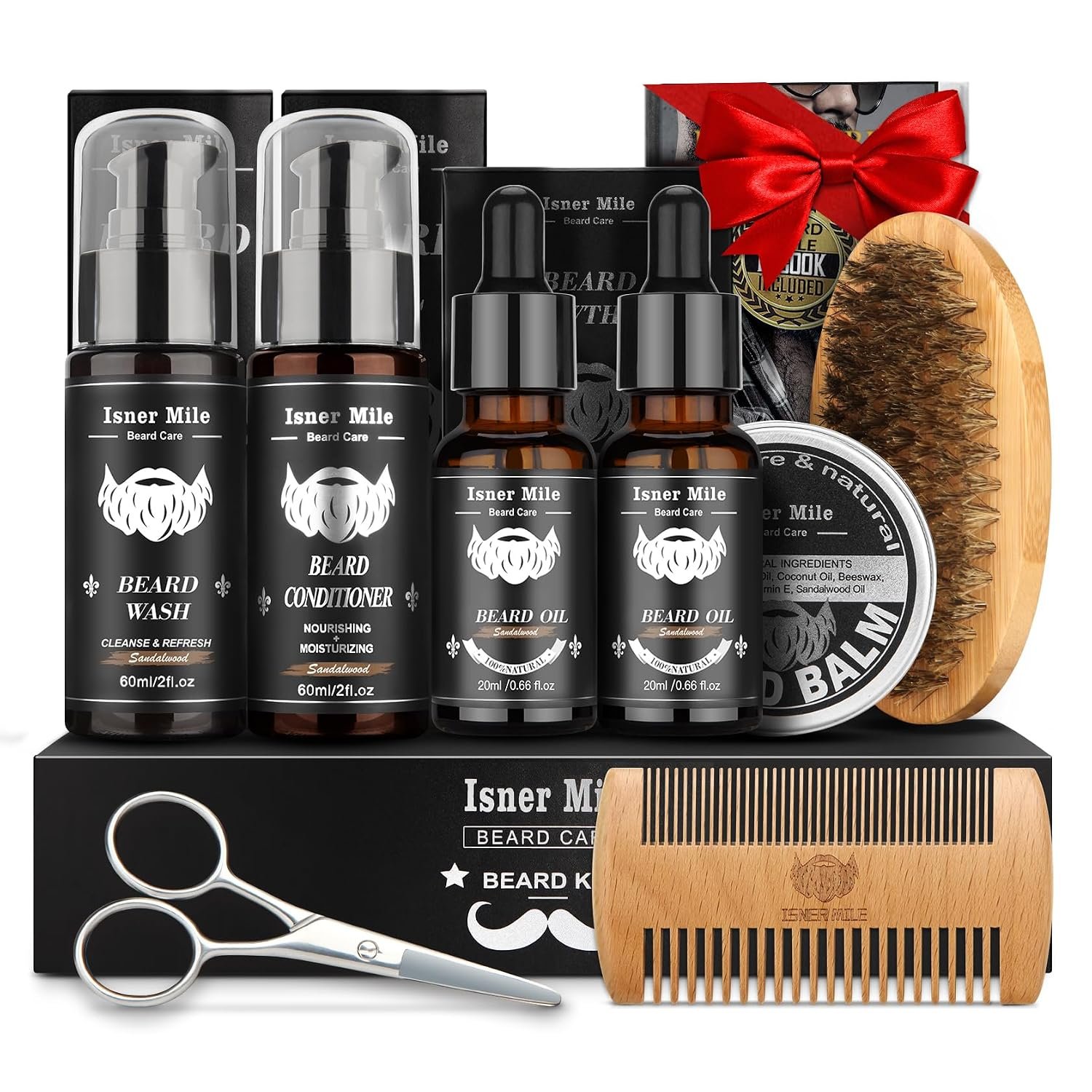Beard Care/Grooming Kit for Men Sandalwood, Natural Beard Conditioner & Oil