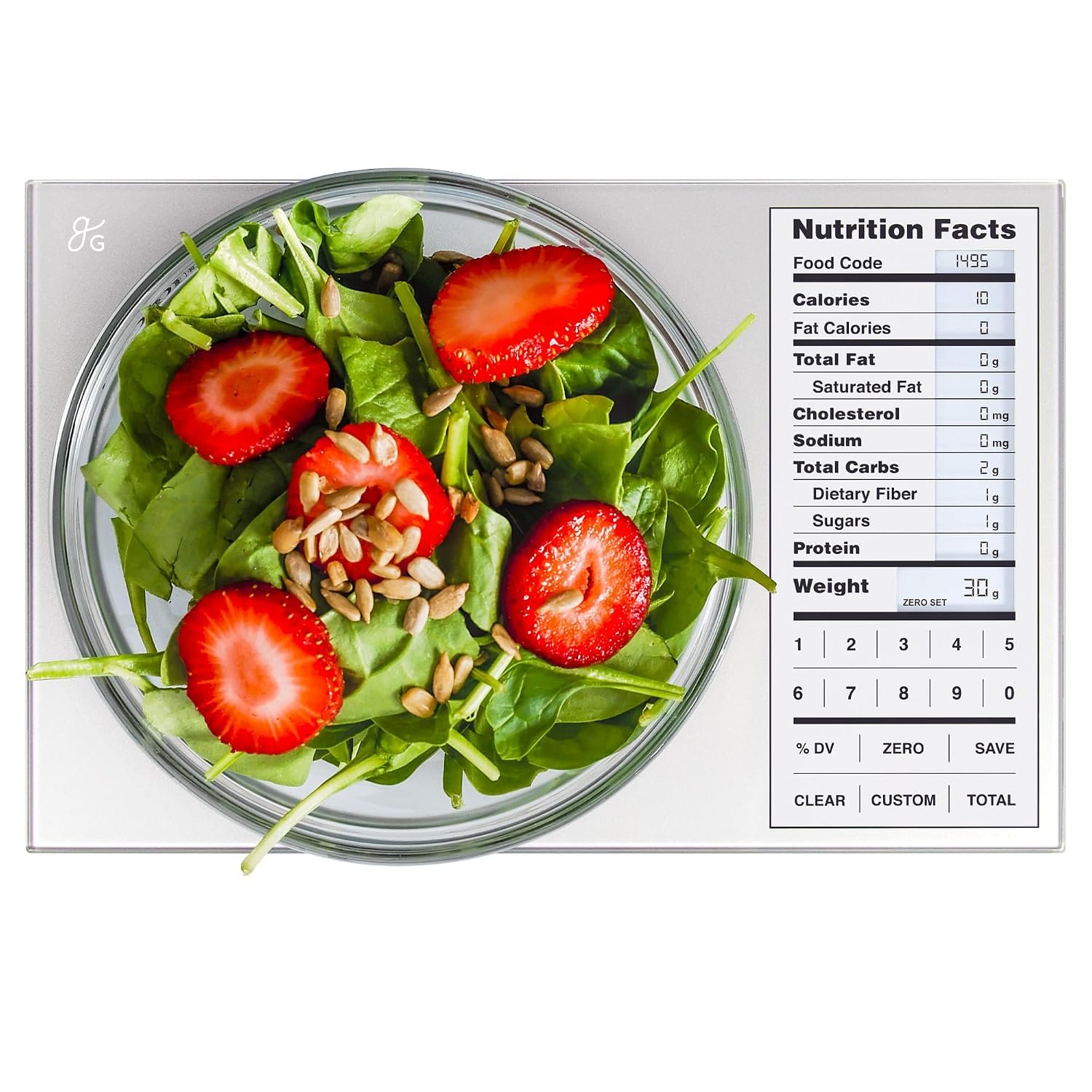 Greater Goods Food Scale with Nutrition Calculator, 2,000 Codes (Silver)