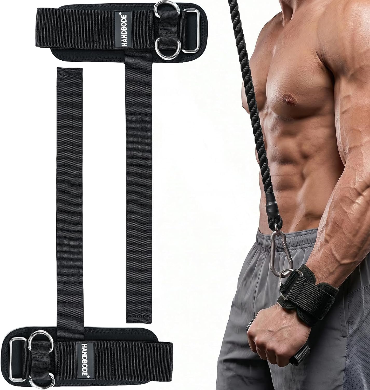 HANDBODE Lifting Straps, Double D-Ring Weightlifting Wrist Straps