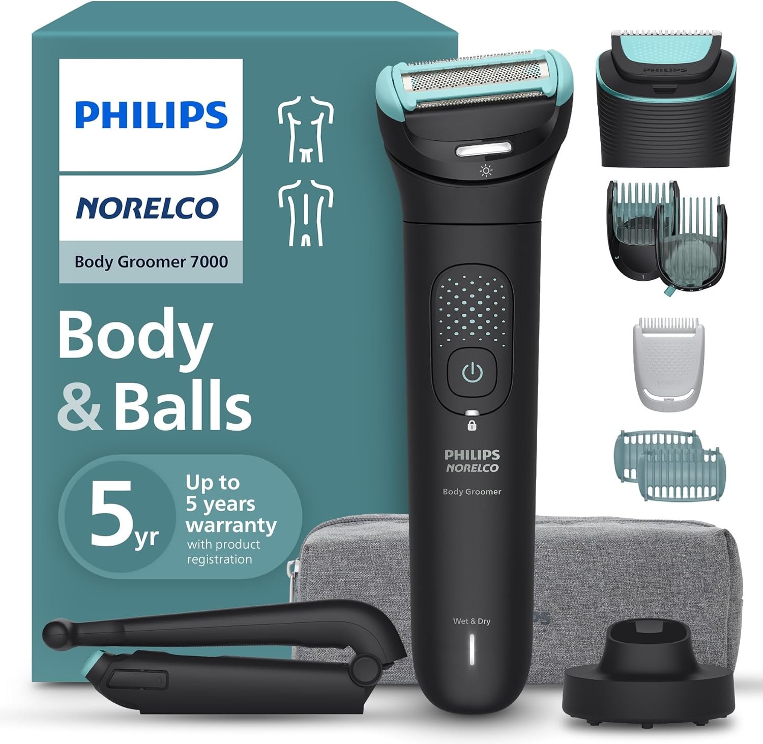 Philips Norelco OneBlade Pro 360 Face + Body Trimmer + Shaver, Travel Case