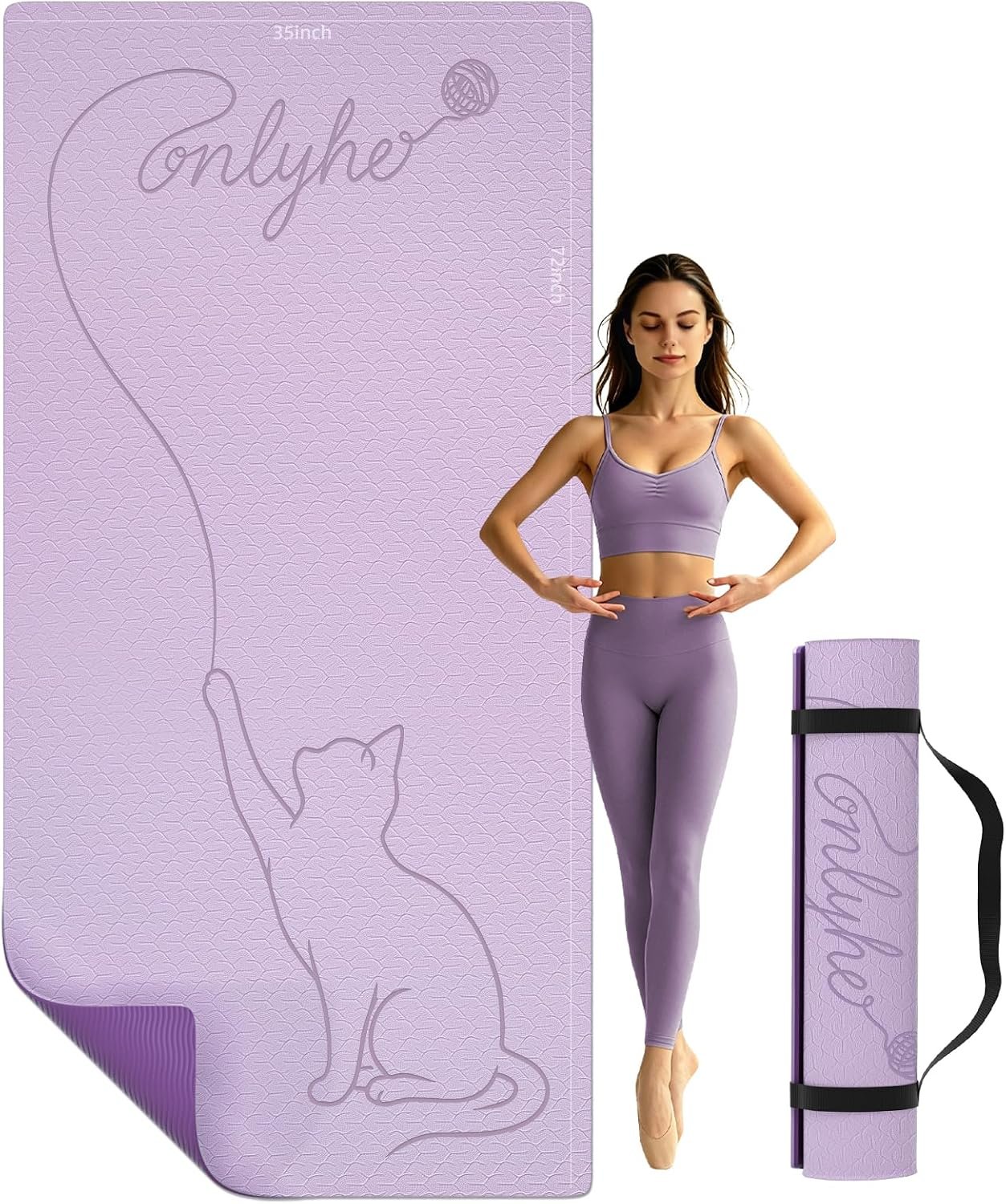 Extra Large Yoga Mat 10mm Thick, Wide & Long Non Slip Floor Mat, Tear Resistant Exercise Mat for Indoor Home Workouts, Pilates & Gym, Suitable for Men and Women(72″x35″)