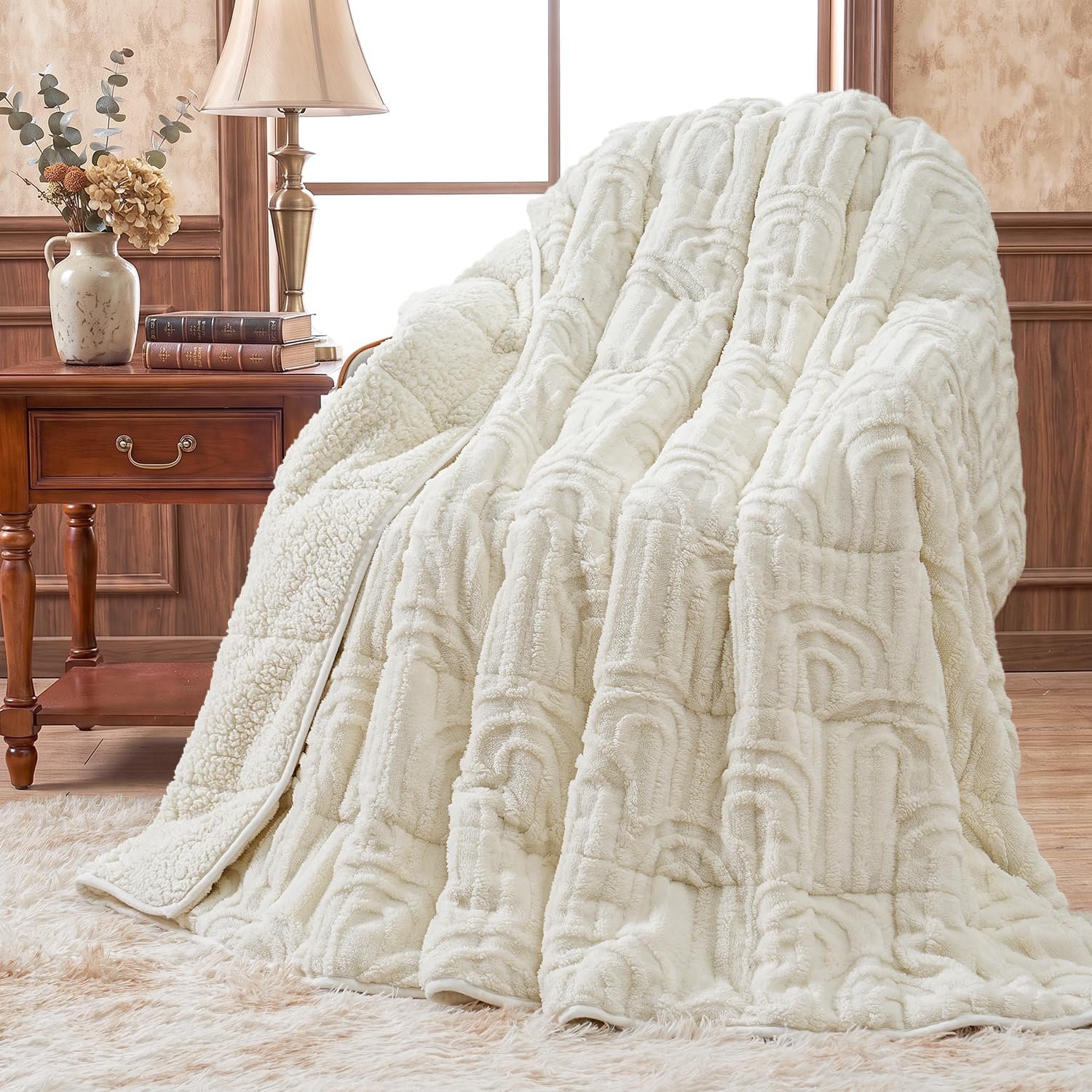 Wemore Soft Weighted Blanket for Adults 48″ x 72″ 12 lbs Twin Size Cream