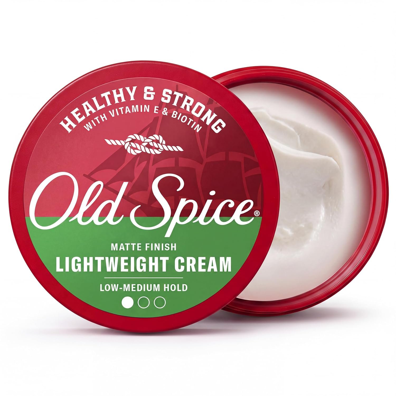 Old Spice Mens Hair Cream, Lightweight Cream, Healthy & Strong with Vitamin E & Biotin, Mens Hair Styling, Low-Medium Hold, Matte Finish, 2.22 oz