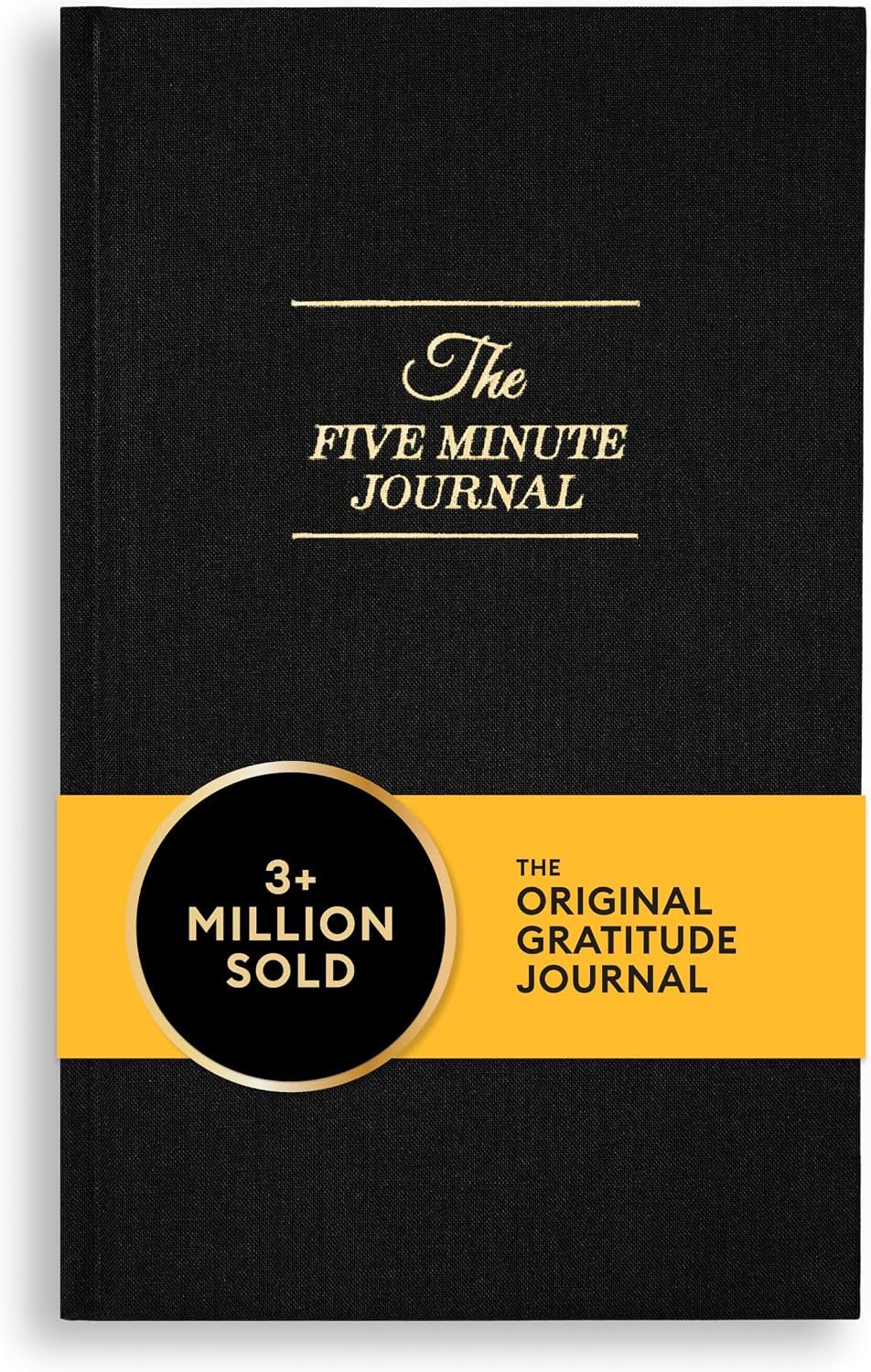 Intelligent Change The Five Minute Journal, Original Daily Gratitude Journal, Reflection & Manifestation Journal for Mindfulness, Undated Daily Journal with Gold Foiling, Plastic-Free, Black