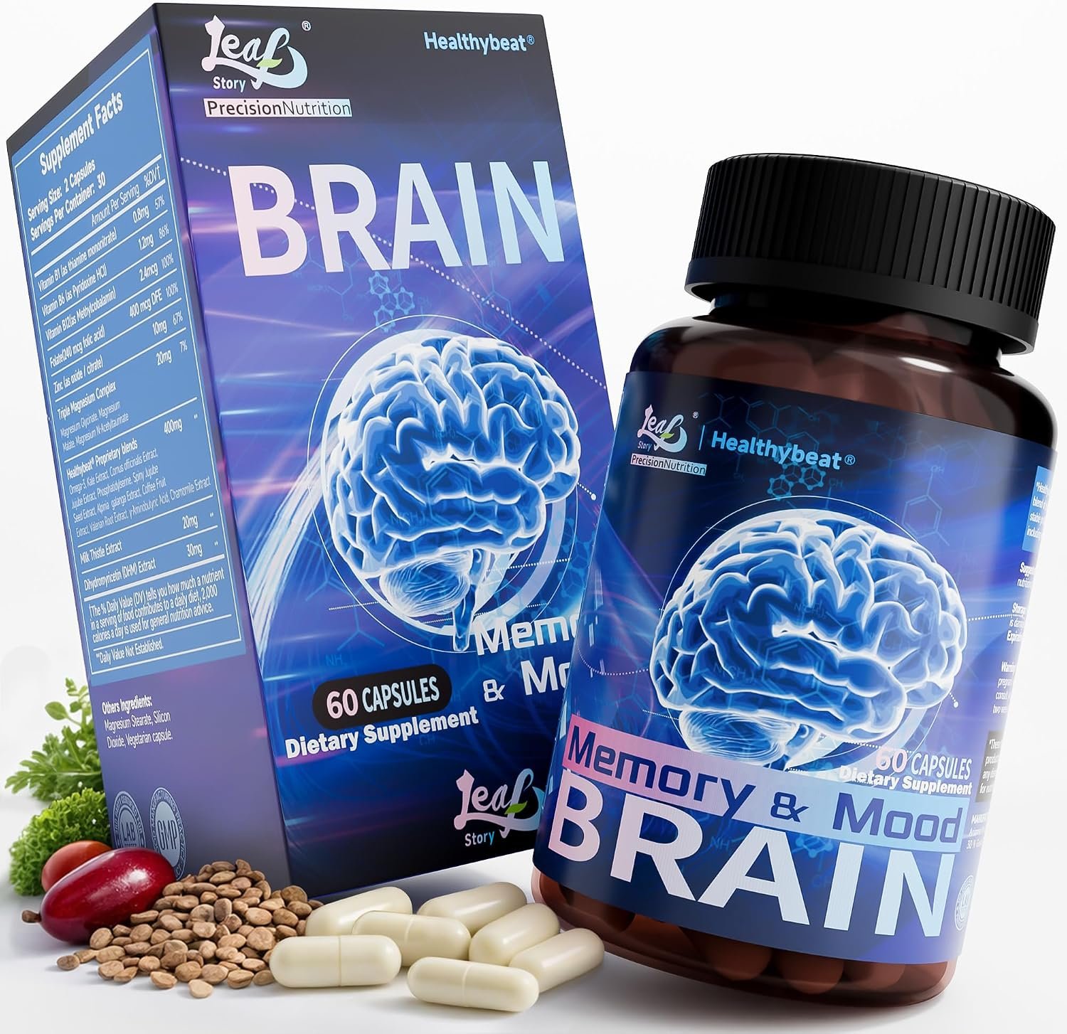 Nootropic Brain Supplements for Memory and Focus, 60 Capsules